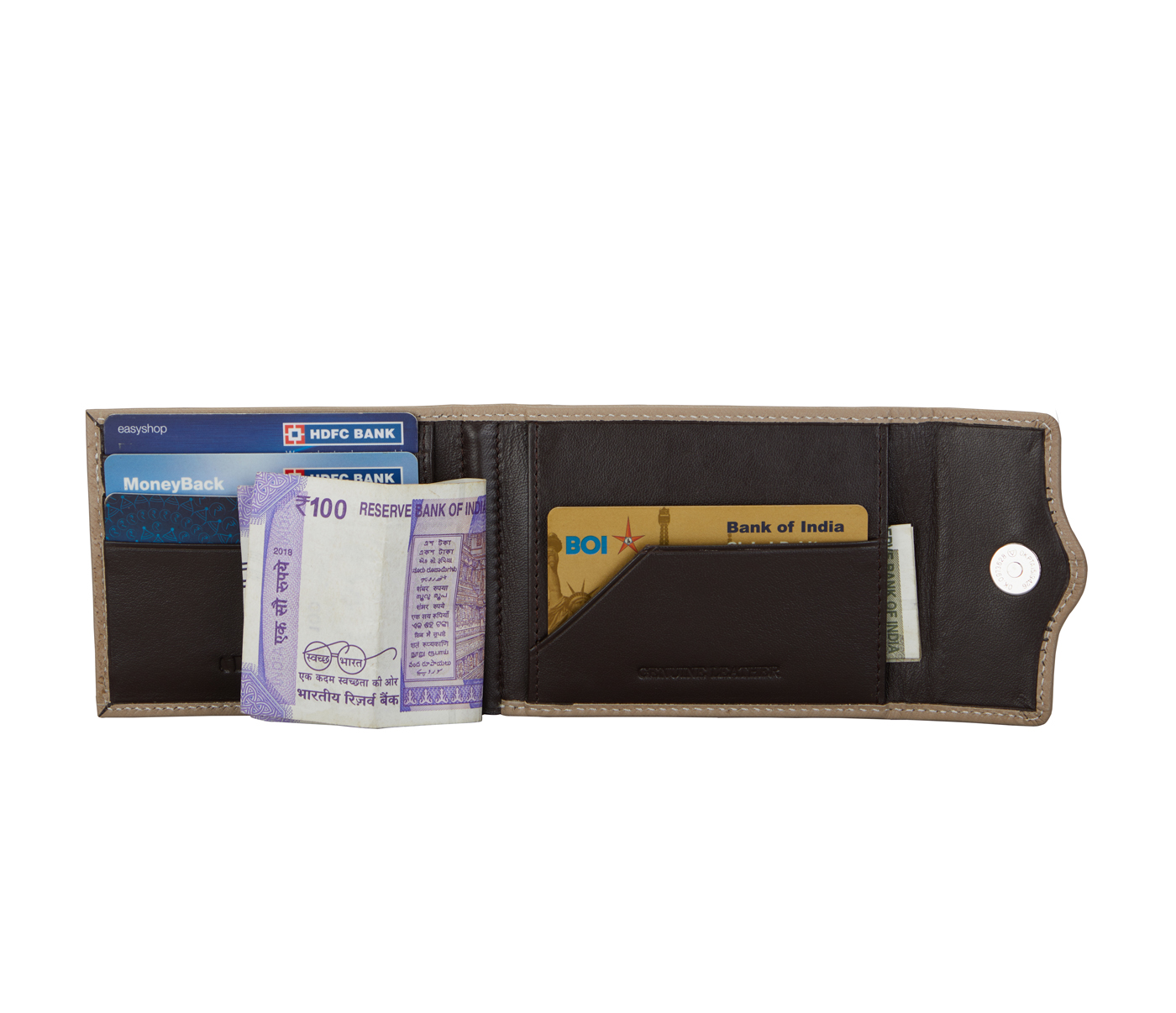 W328-Noah-Men's bifold money clip wallet in Genuine Leather - Tope