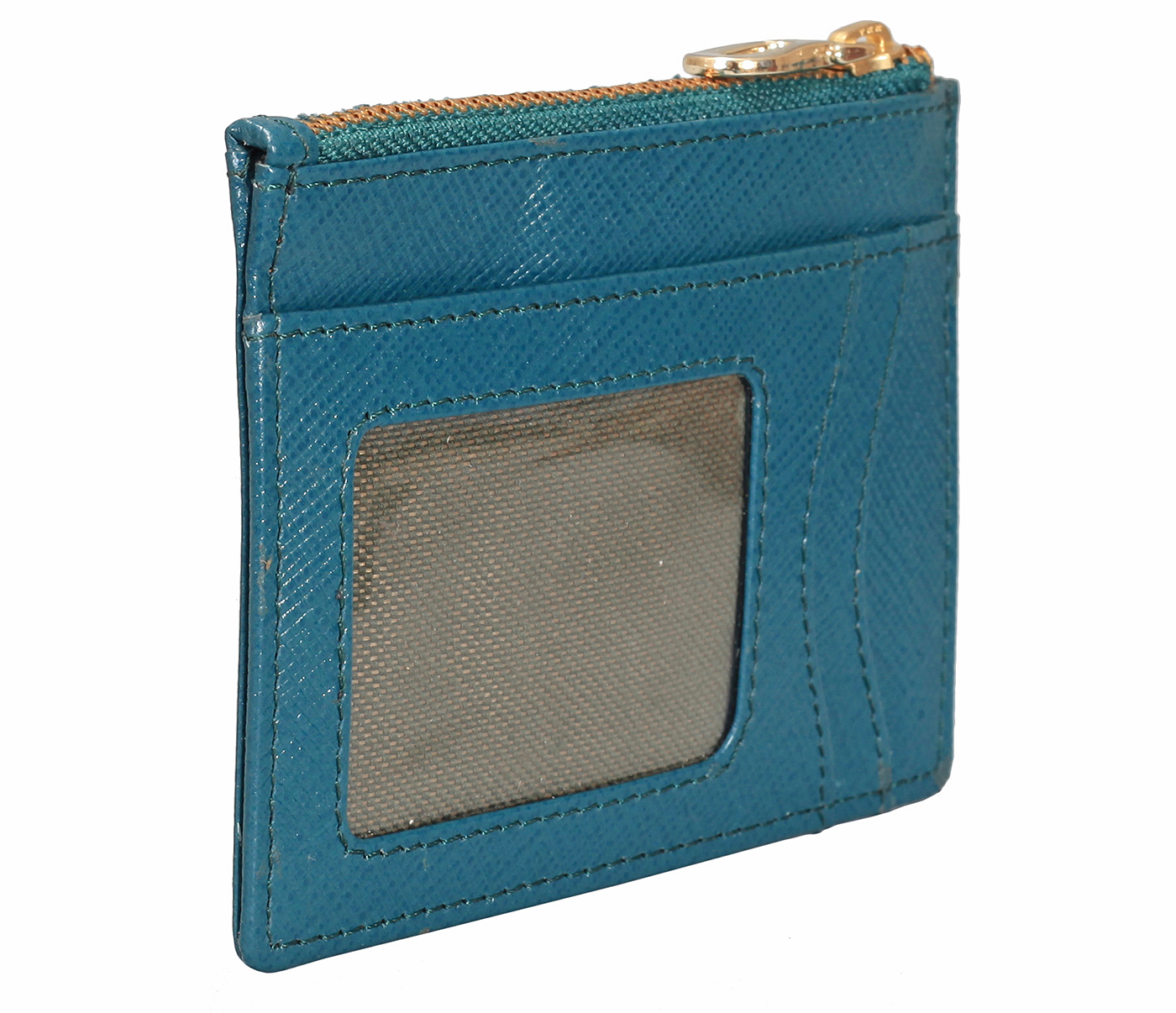 W331-Credit card case with photo Id in genuine leather- - Green