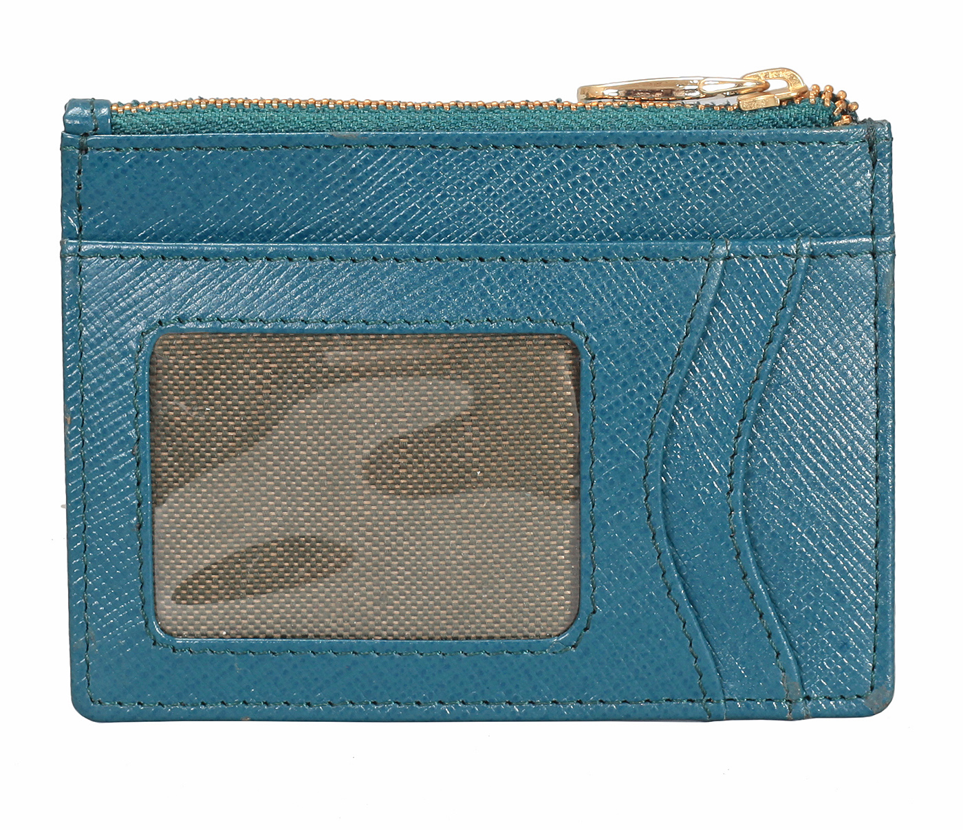 W331-Credit card case with photo Id in genuine leather- - Green