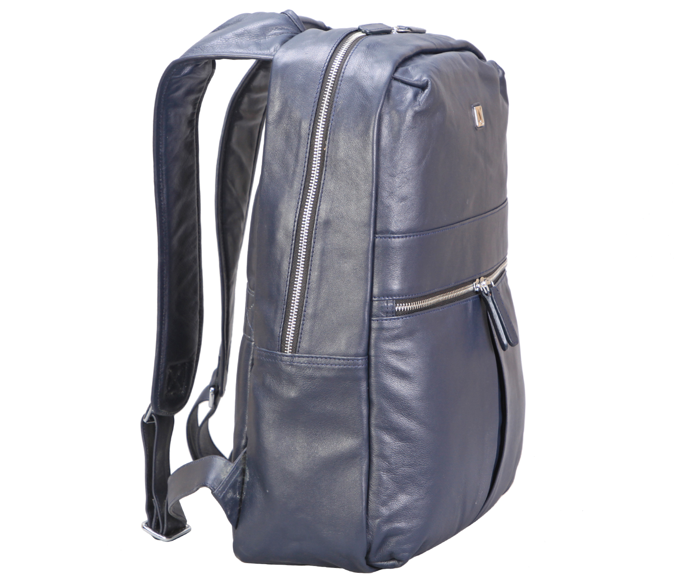 LC40-Charles-Unisex Backpack For Laptop Bag In Genuine Leather  - Blue