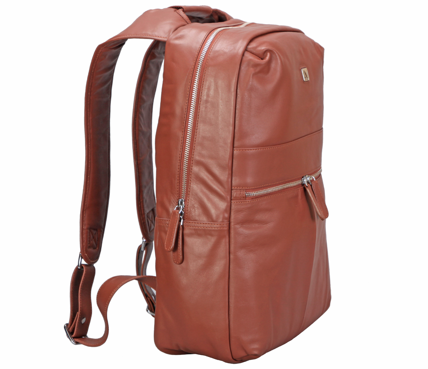 LC40-Charles-Unisex Backpack For Laptop Bag In Genuine Leather  - Tan