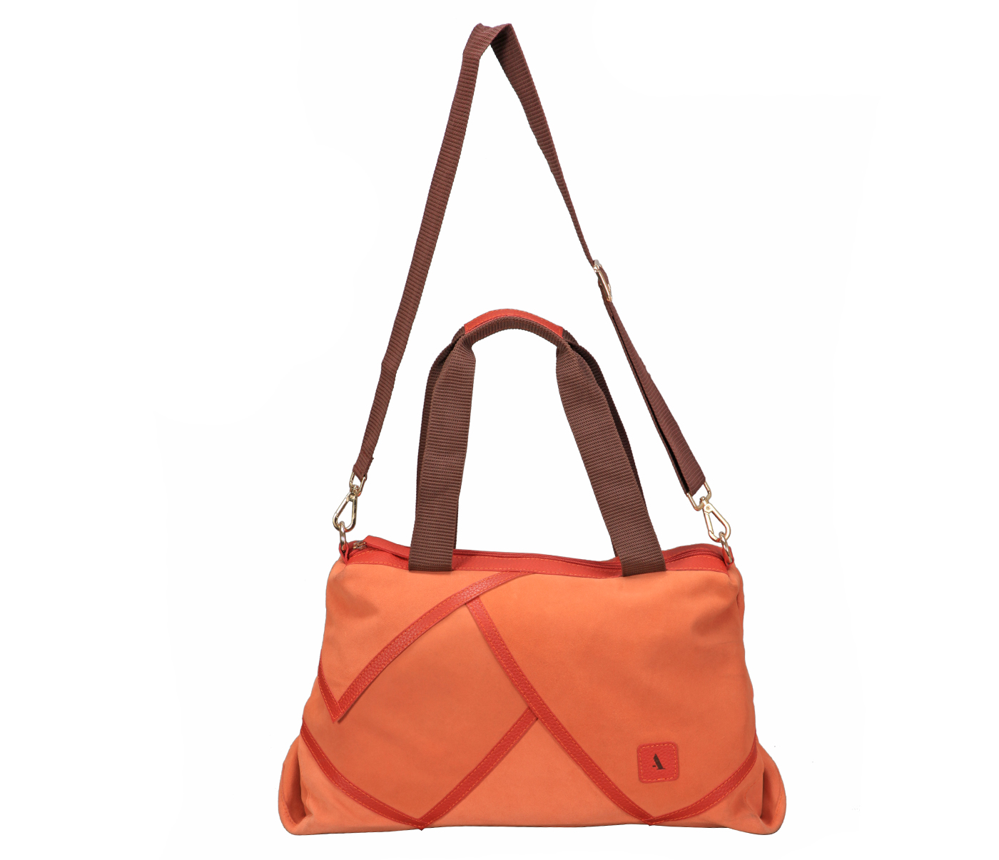 B862-Albira-Shoulder work bag in Genuine Leather - Orange