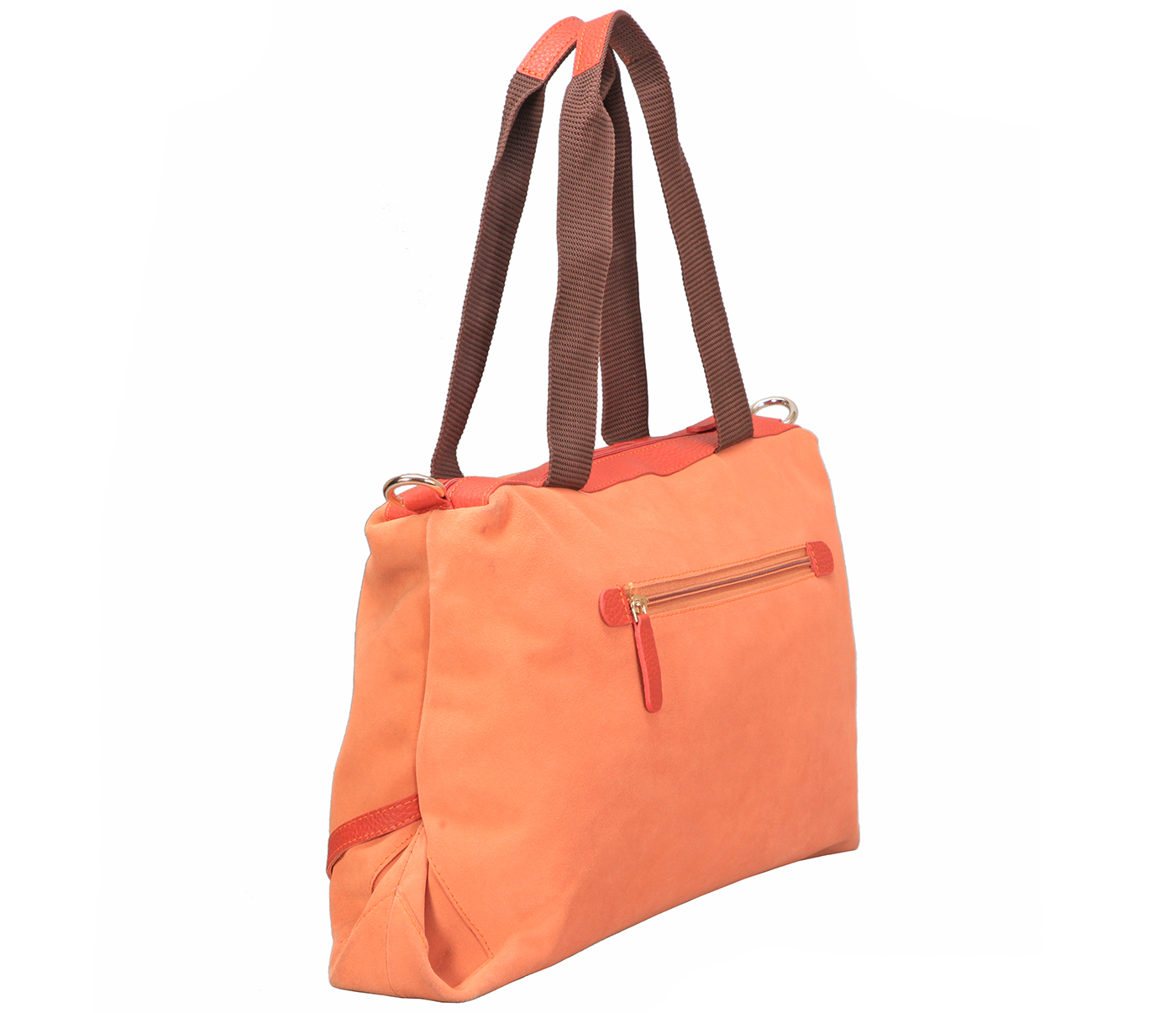 B862-Albira-Shoulder work bag in Genuine Leather - Orange