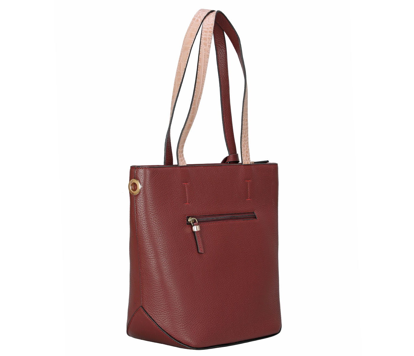 B871-Estrella-Shoulder work bag in Genuine Leather - Wine
