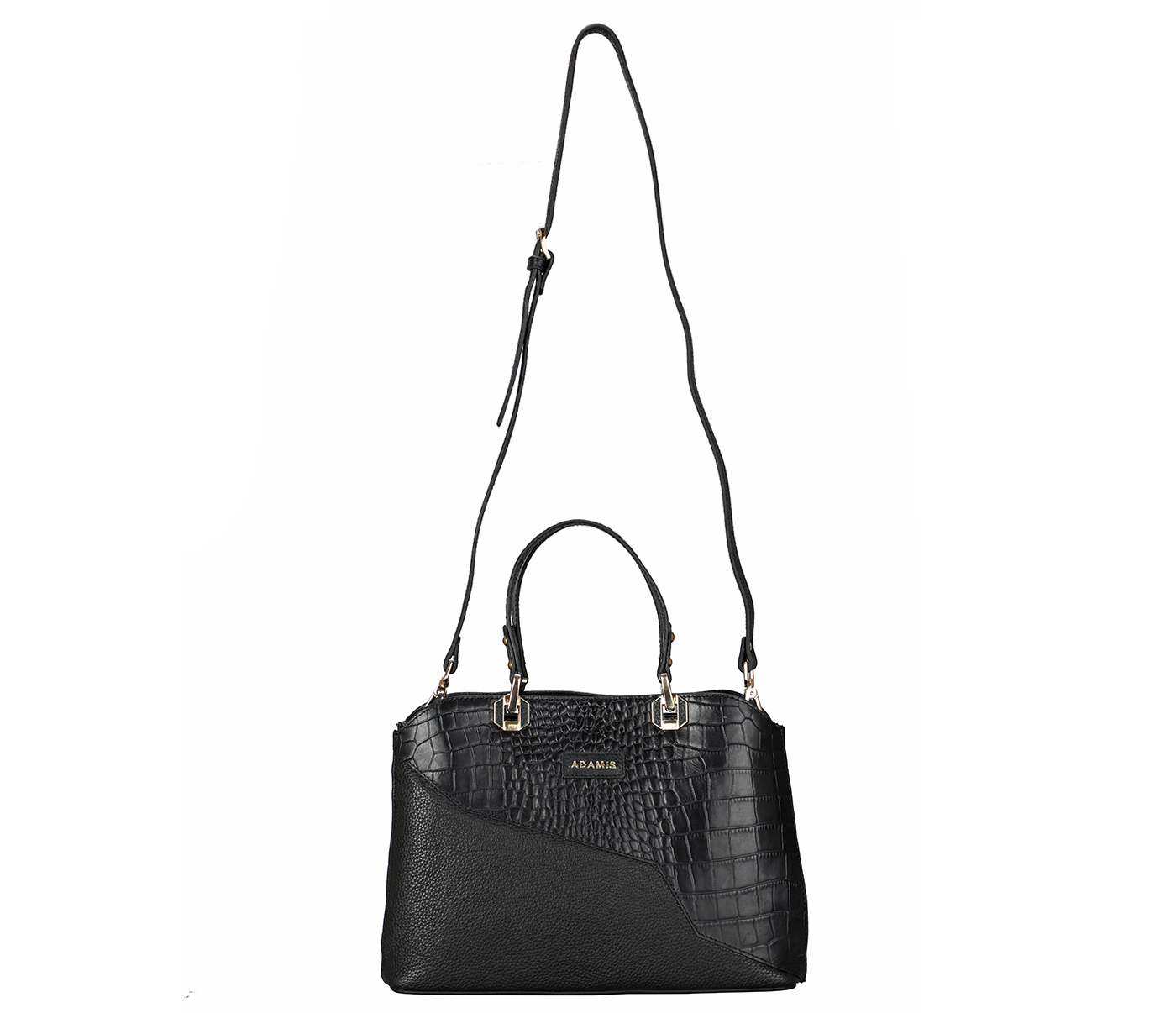 B873-Noelia-Shoulder work bag in Genuine Leather - Black