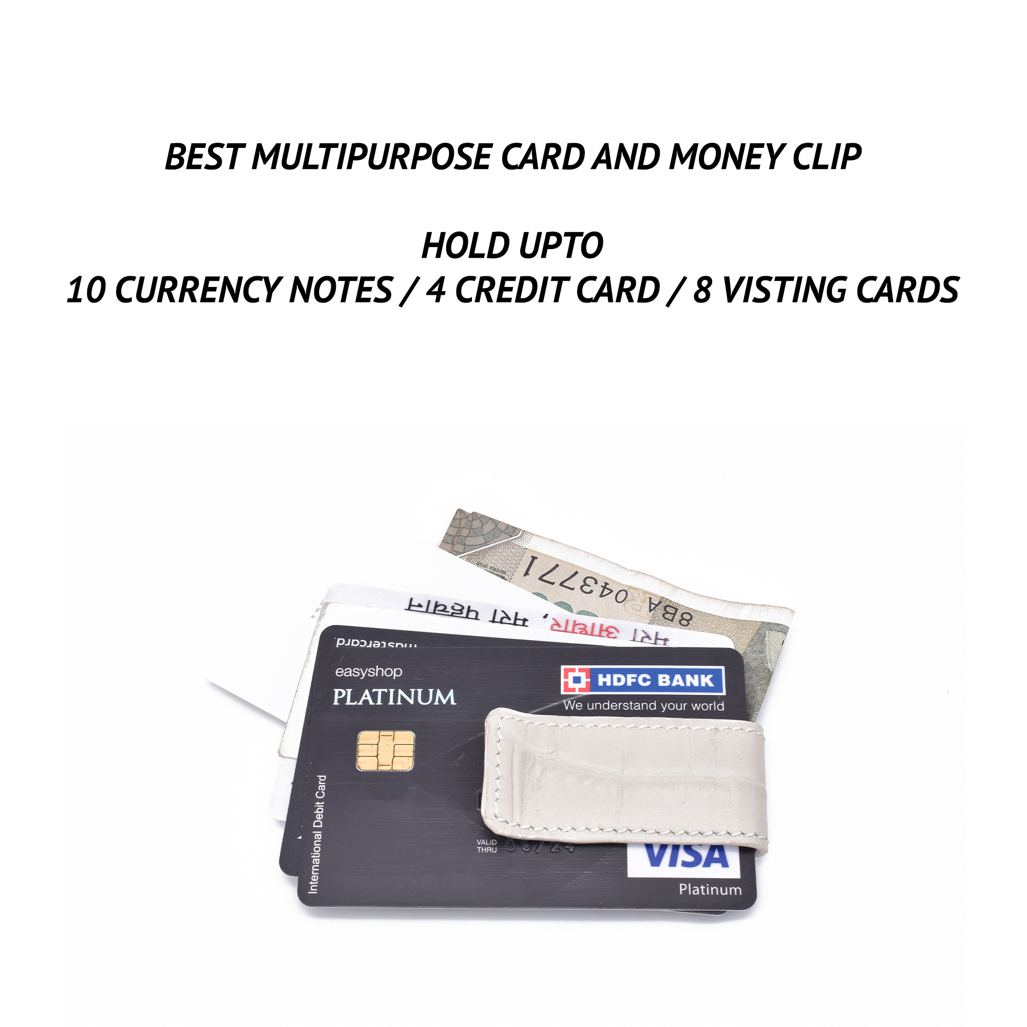 W336--Multipurpose card and money clip - Offwhite