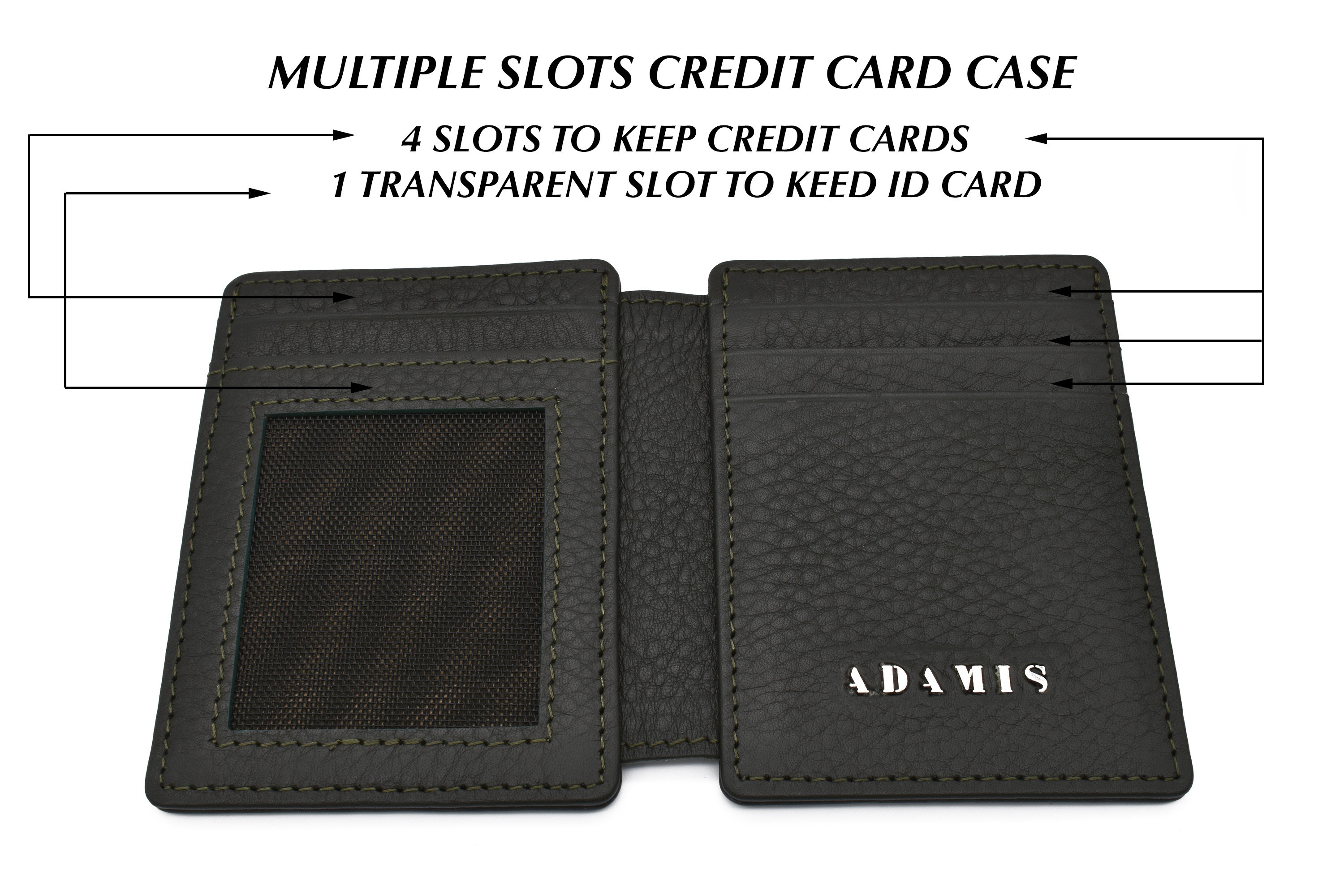 W339--Credit card case and magnetic money clip in genuine leather - Green