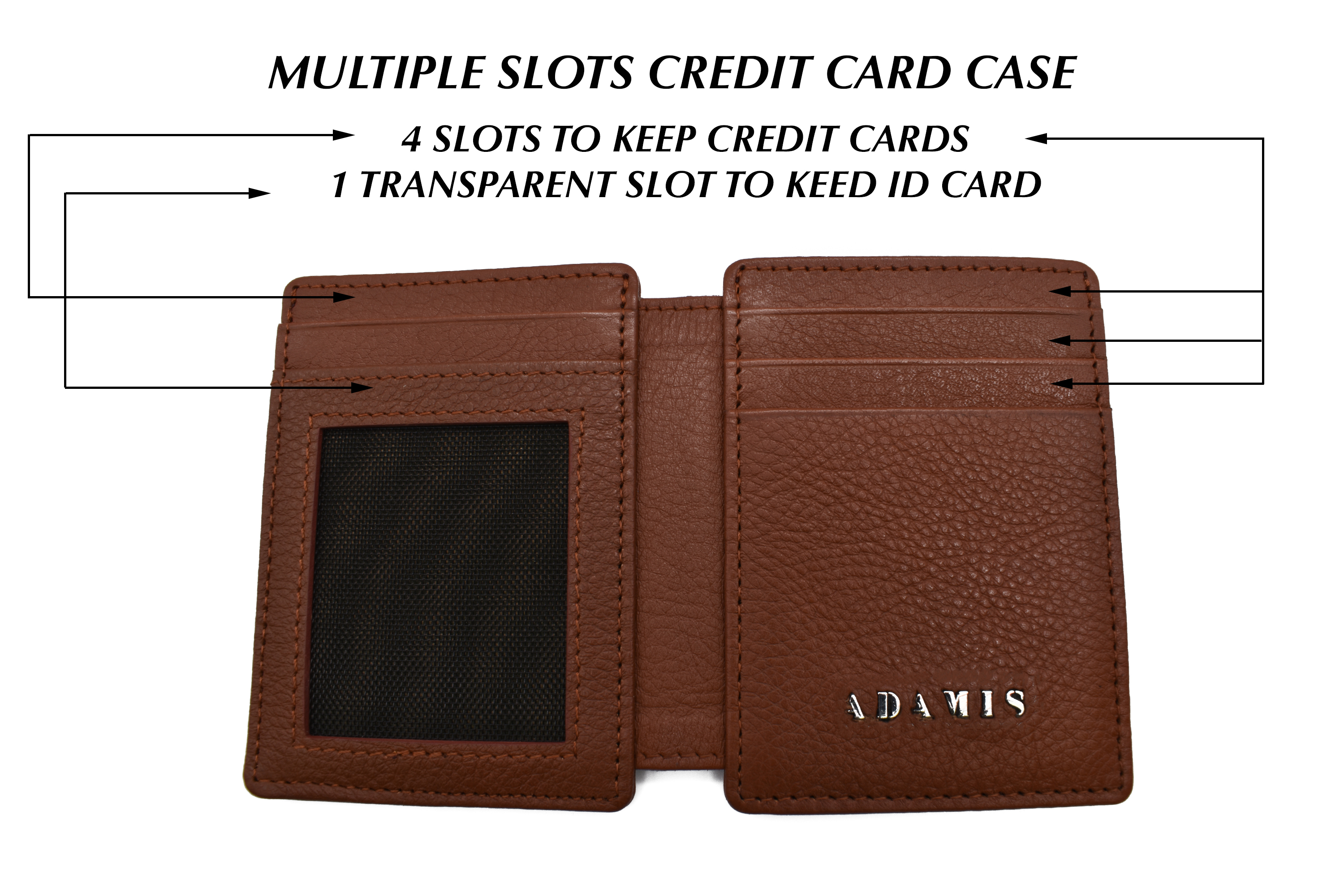 W339--Credit card case and magnetic money clip in genuine leather - Tan