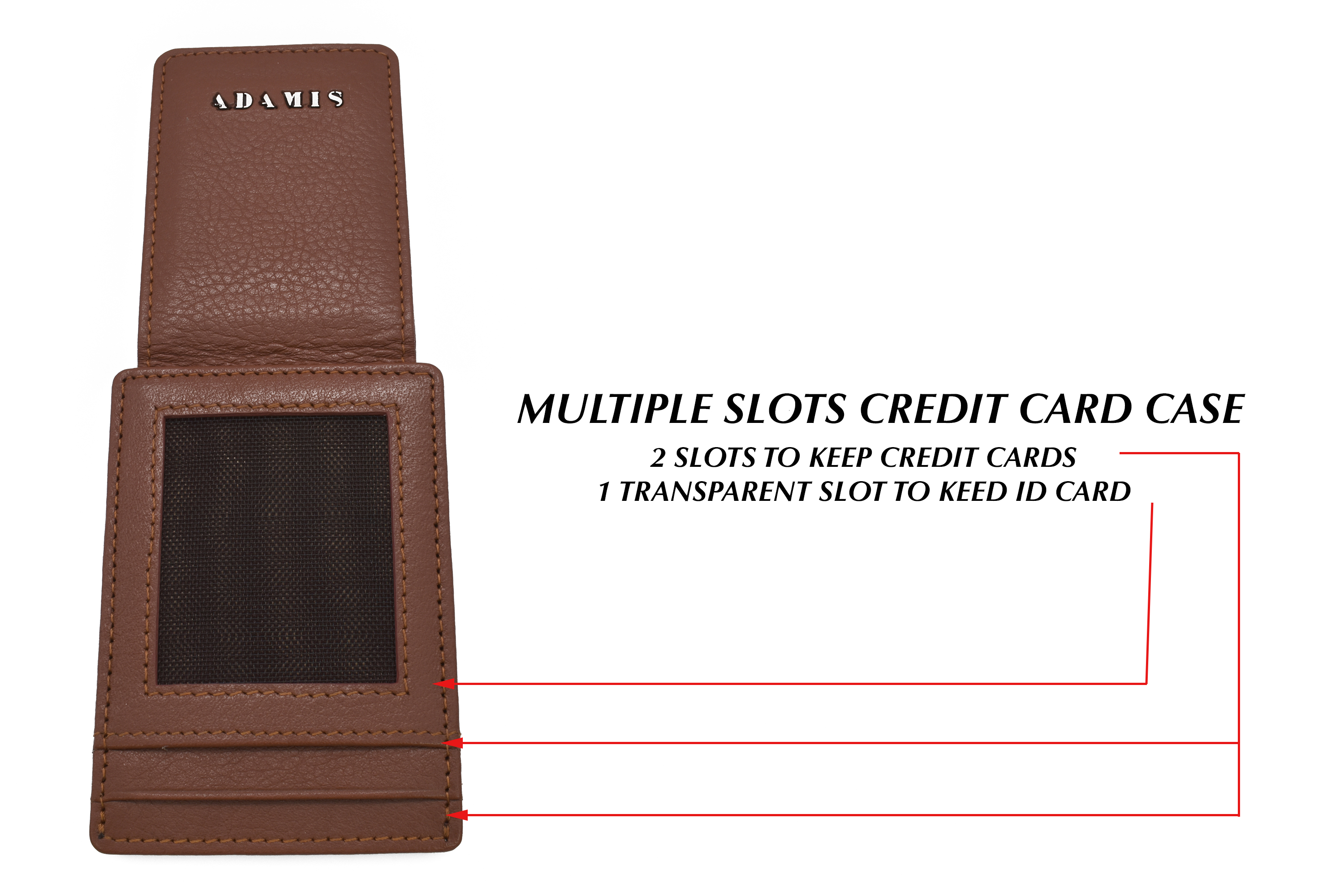 W340--Credit card case and magnetic money clip in genuine leather - Tan