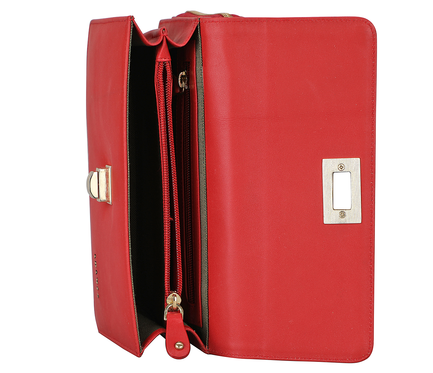 Handbag-Elisa-Sling cross body bag with detachable clutch in genuine leather - Red