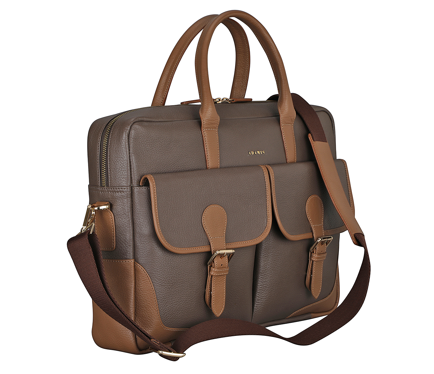 F77-Marcos-Laptop cum portfolio bag in Genuine Leather - Brown
