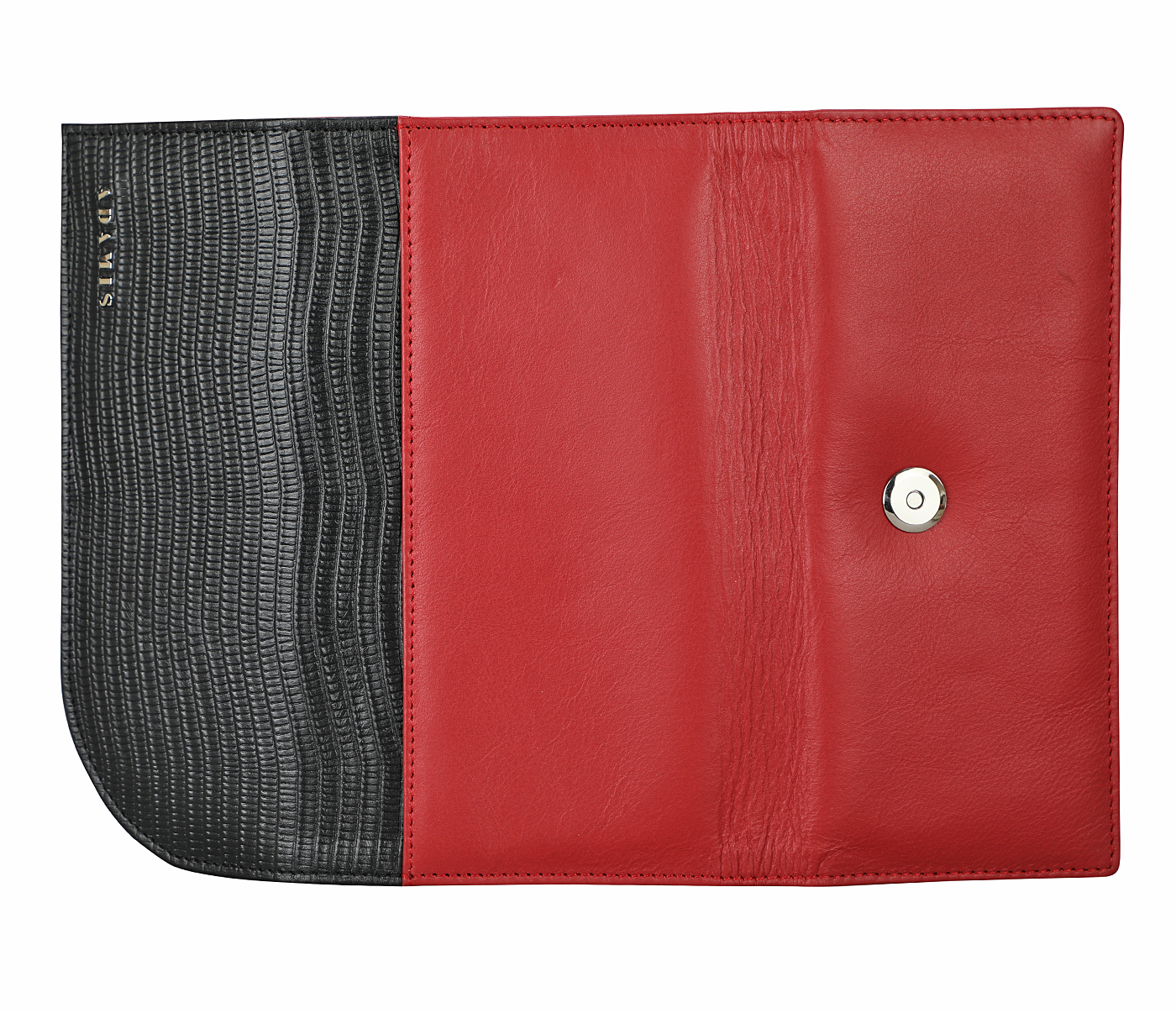 Wallet-Evelyn-Womens wallet in Genuine Leather - Black/Red