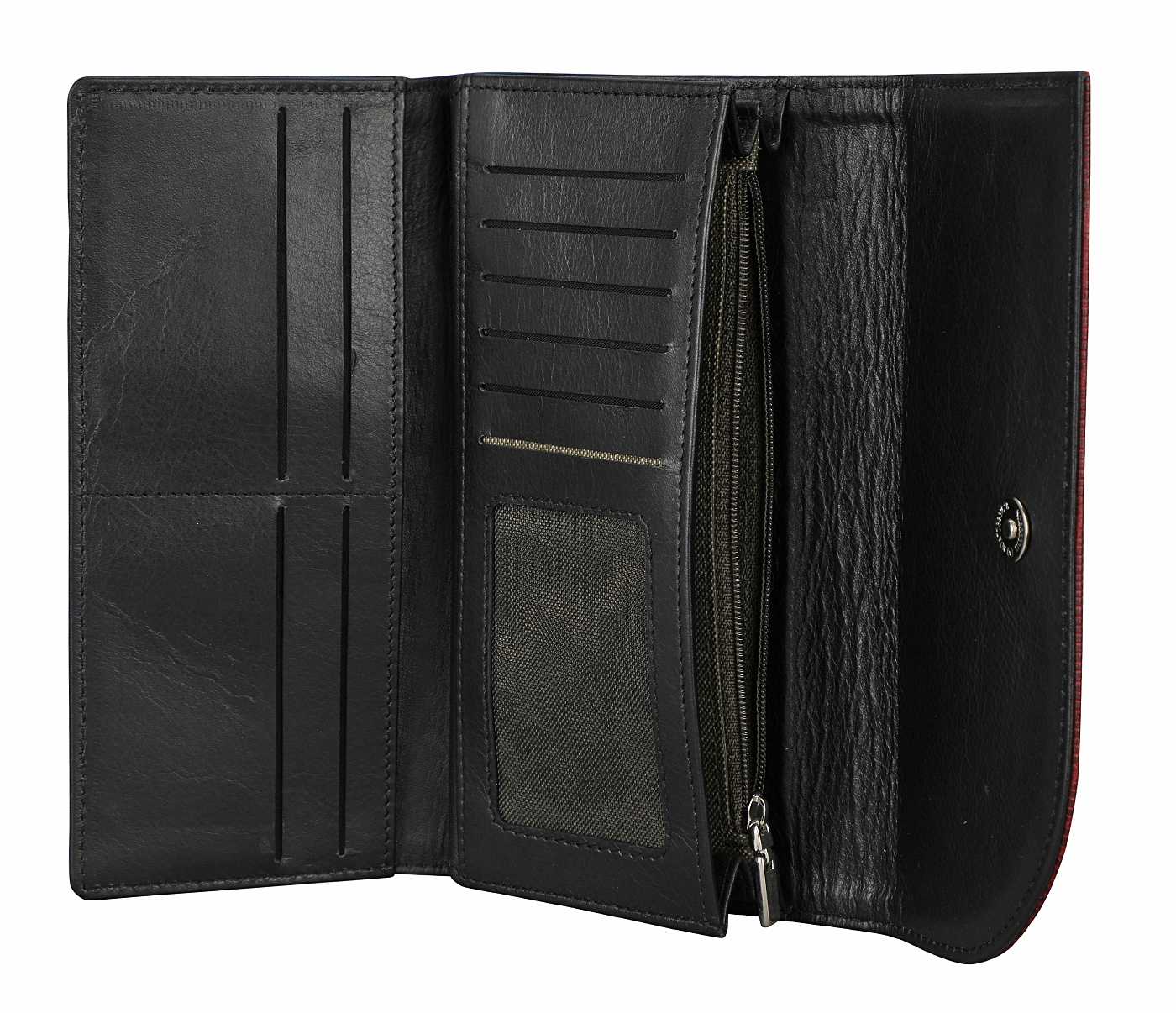 W341-Evelyn-Womens wallet in Genuine Leather - Wine/Black