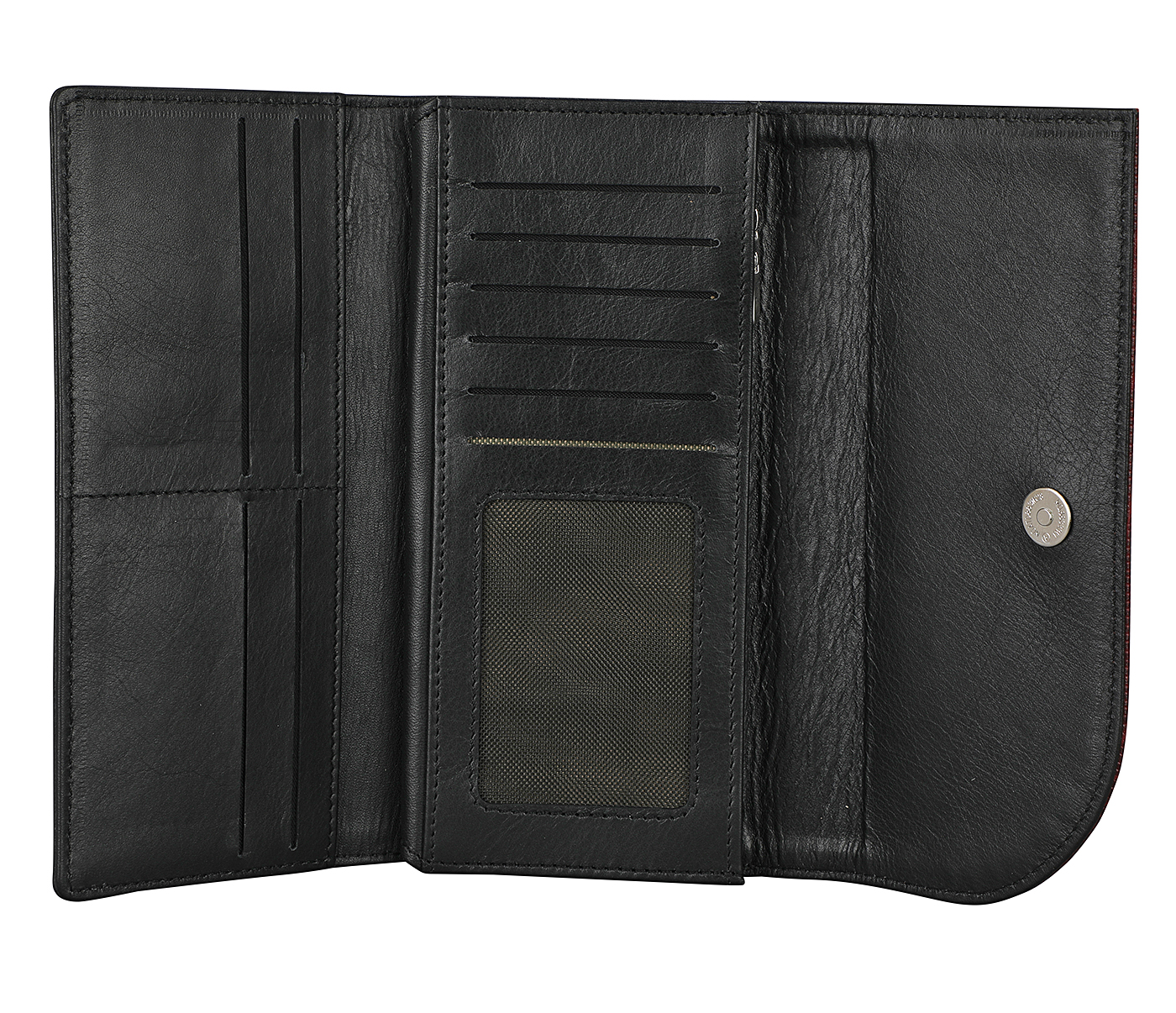 W341-Evelyn-Womens wallet in Genuine Leather - Wine/Black