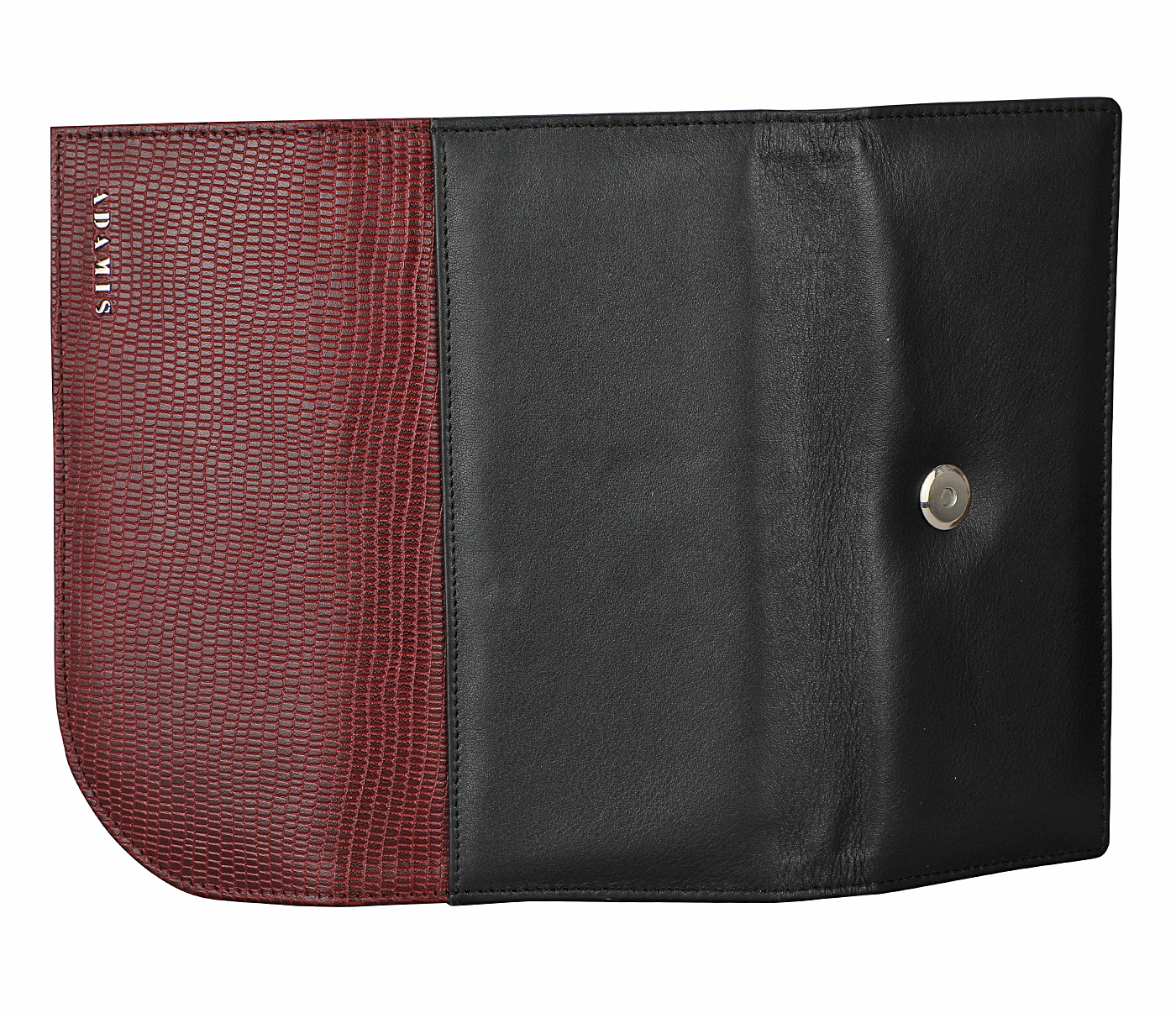 W341-Evelyn-Womens wallet in Genuine Leather - Wine/Black