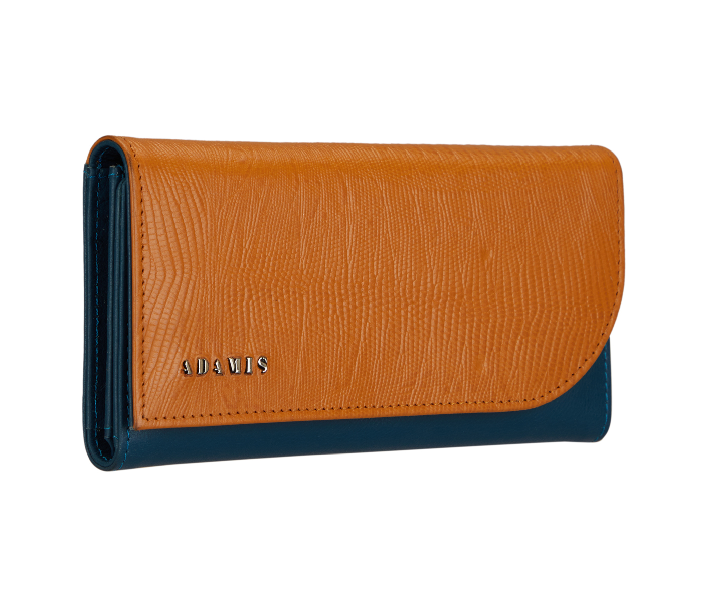 Wallet-Evelyn-Womens wallet in Genuine Leather - Tan-Blue