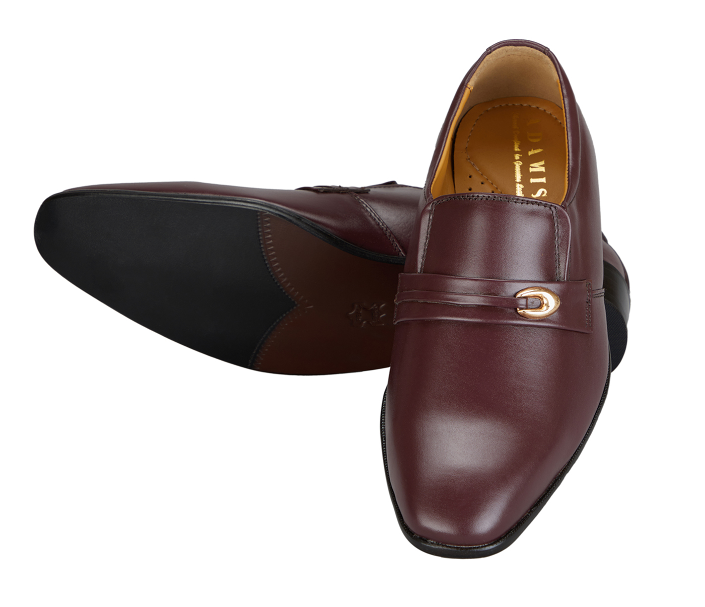 Footwear-Adamis Pure Leather Footwear For Men- - Wine
