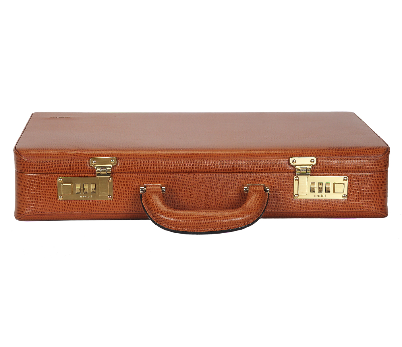 BC13--Briefcase hard top in Genuine Leather - Tan