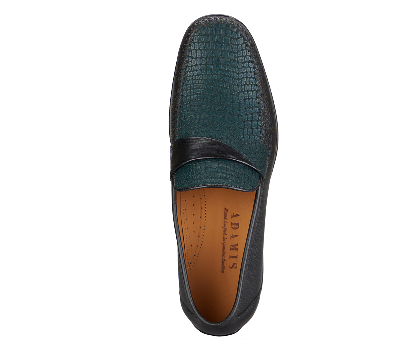 Footwear-Adamis Pure Leather Footwear For Men- - Black/Green
