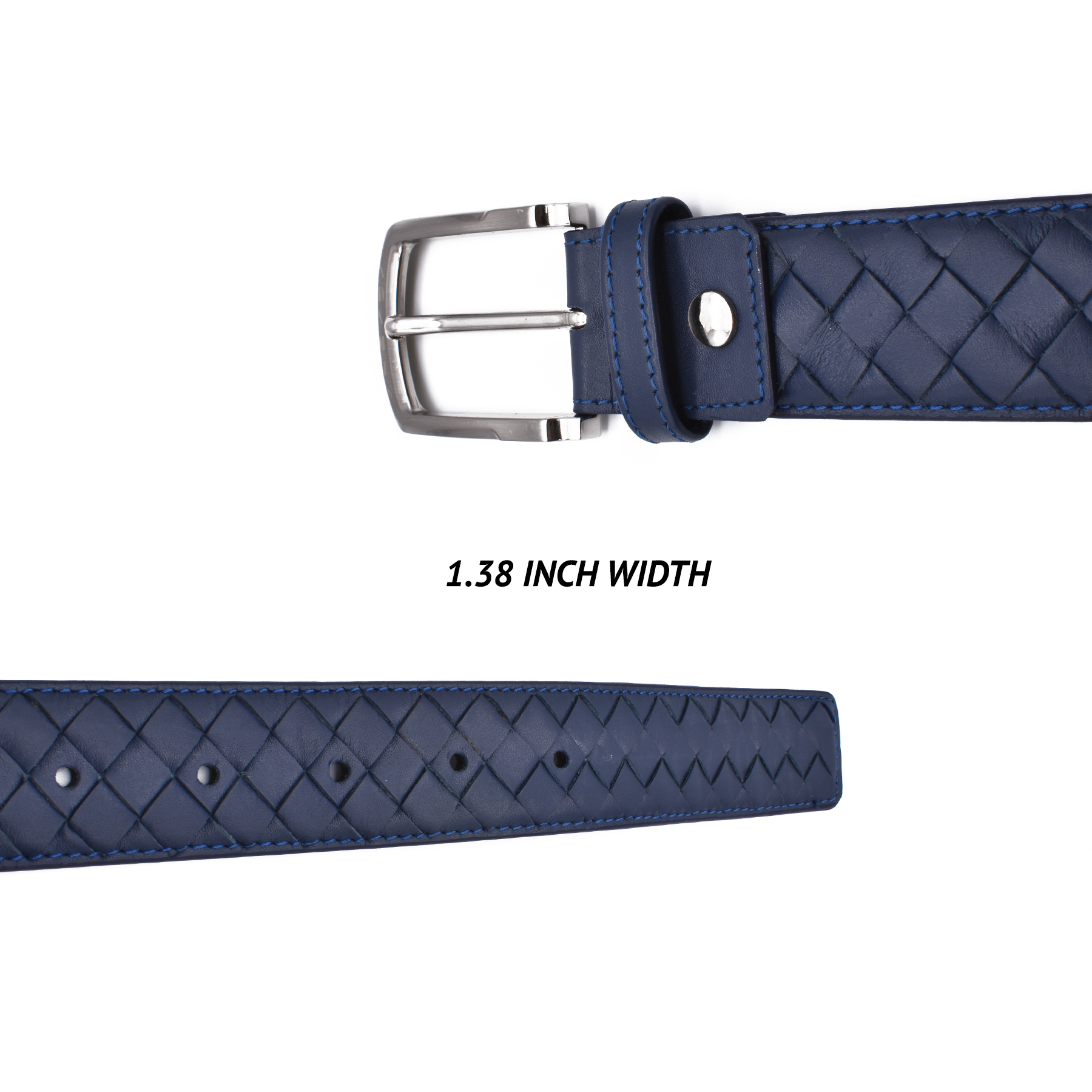 BL177-Men's stylish belt in Genuine Leather- - Blue
