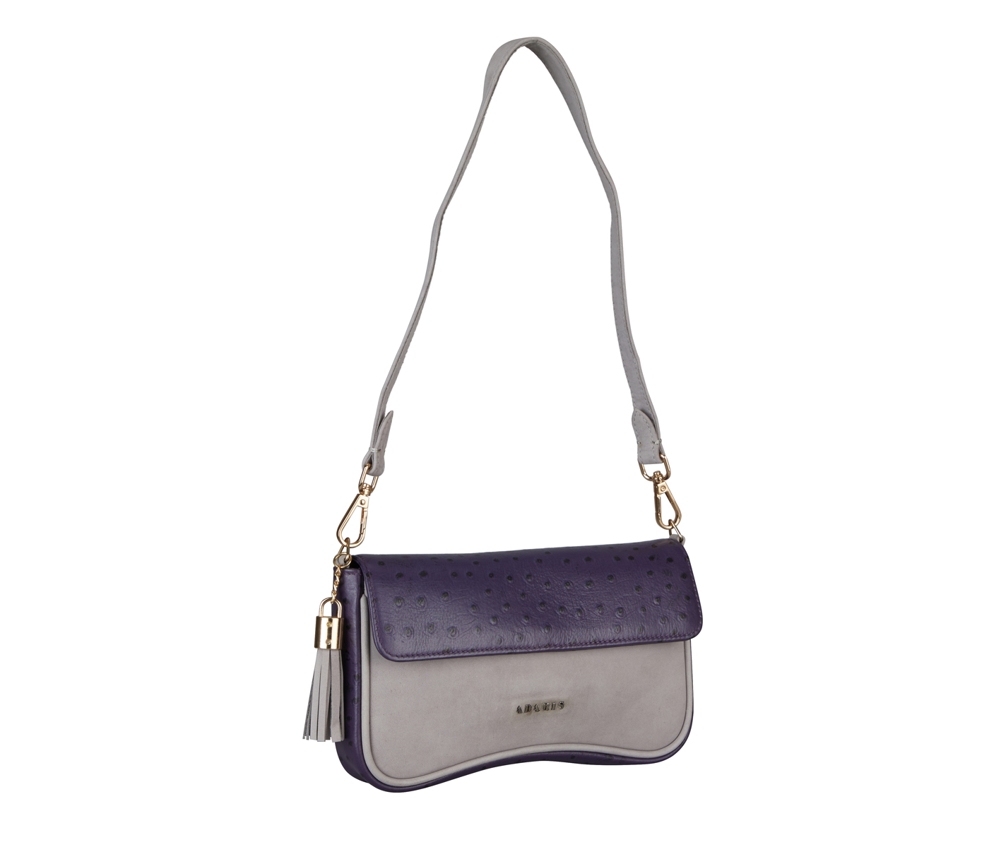 B903-Liliana Sling Cross Body Bag in Genuine Leather - - Purple