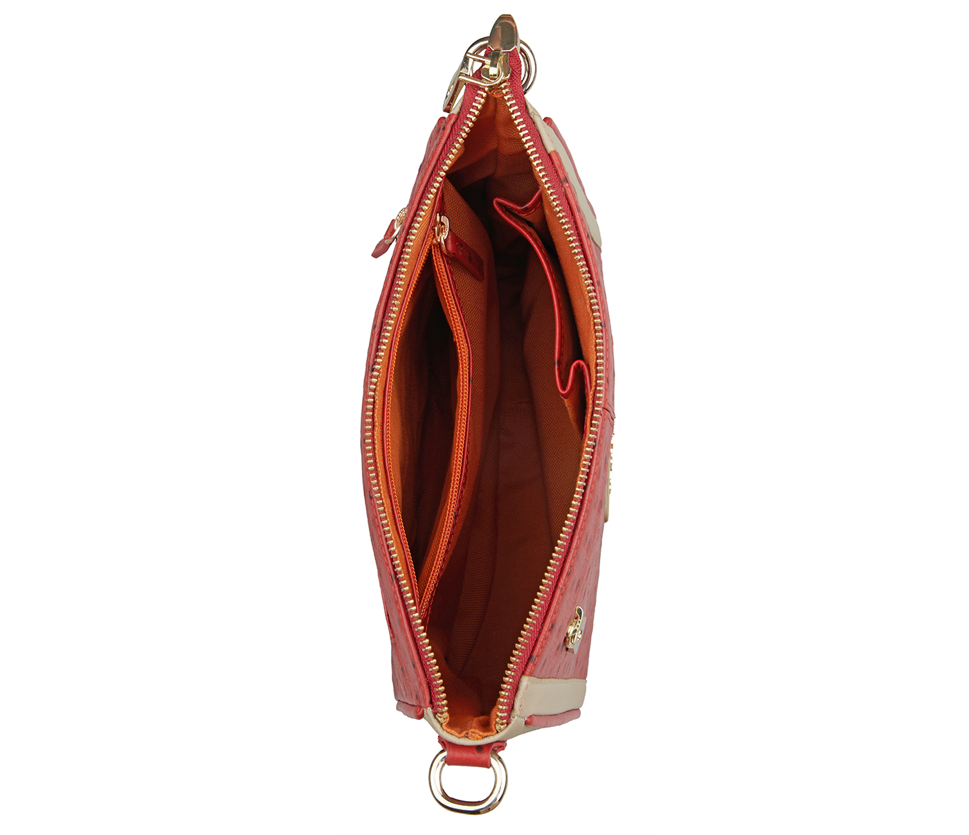 B911-Emilia Sling cross body bag in Genuine Leather- - Red