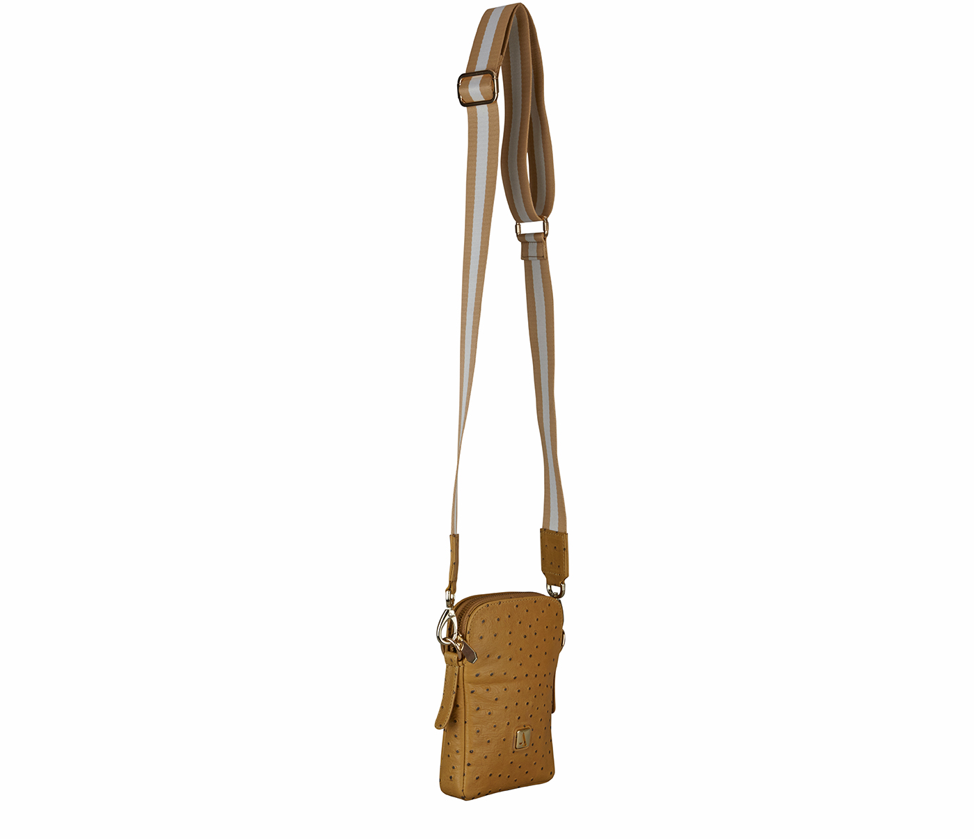 B912-Daniela Sling cross body bag in Genuine Leather- - Beige