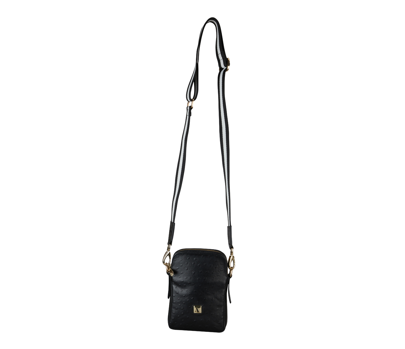 B912-Daniela Sling cross body bag in Genuine Leather- - Black