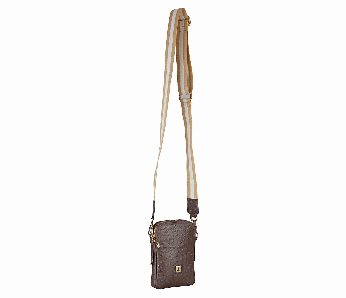 B912-Daniela Sling cross body bag in Genuine Leather- - Brown