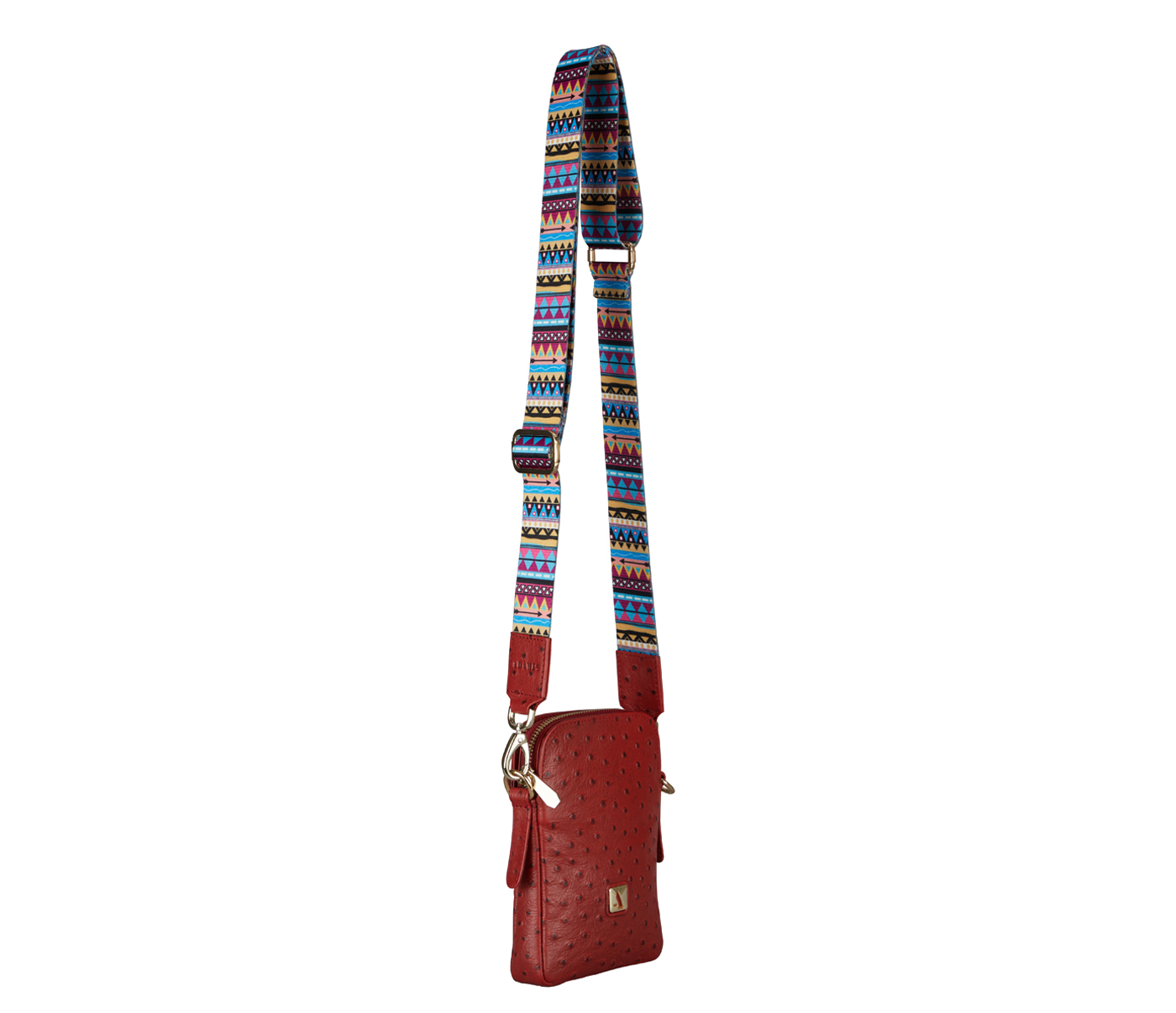 B912-Daniela Sling cross body bag in Genuine Leather- - Red