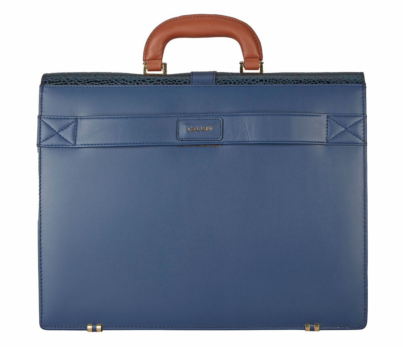 F81-Dwayne Laptop, Portfolio Office Executive Bag In Genuine Leather- - Blue