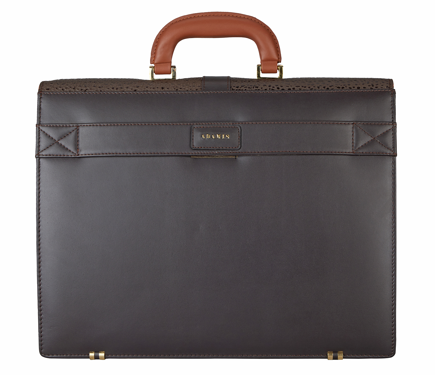 F81-Dwayne Laptop, Portfolio Office Executive Bag In Genuine Leather- - Brown