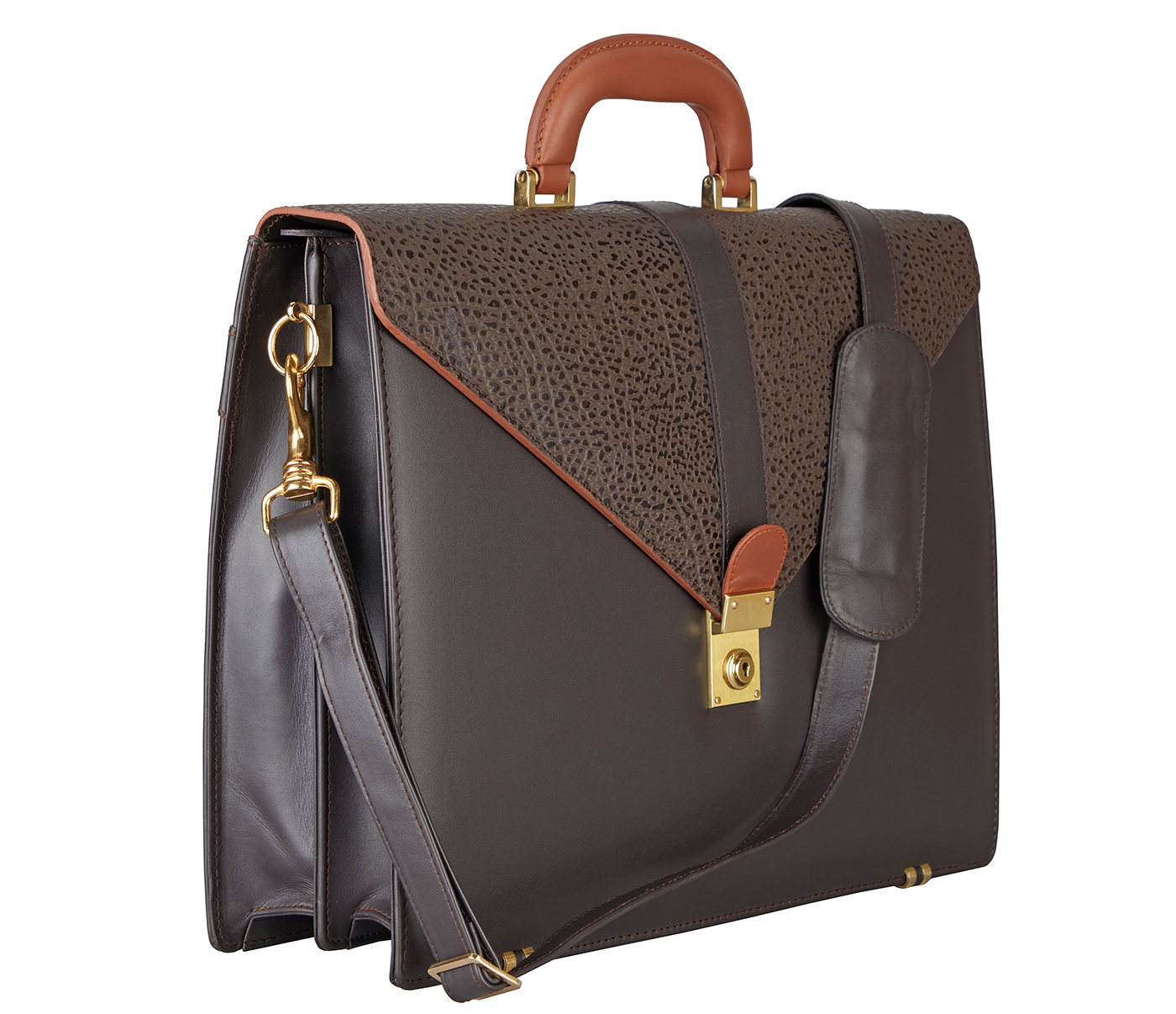 F81-Dwayne Laptop, Portfolio Office Executive Bag In Genuine Leather- - Brown