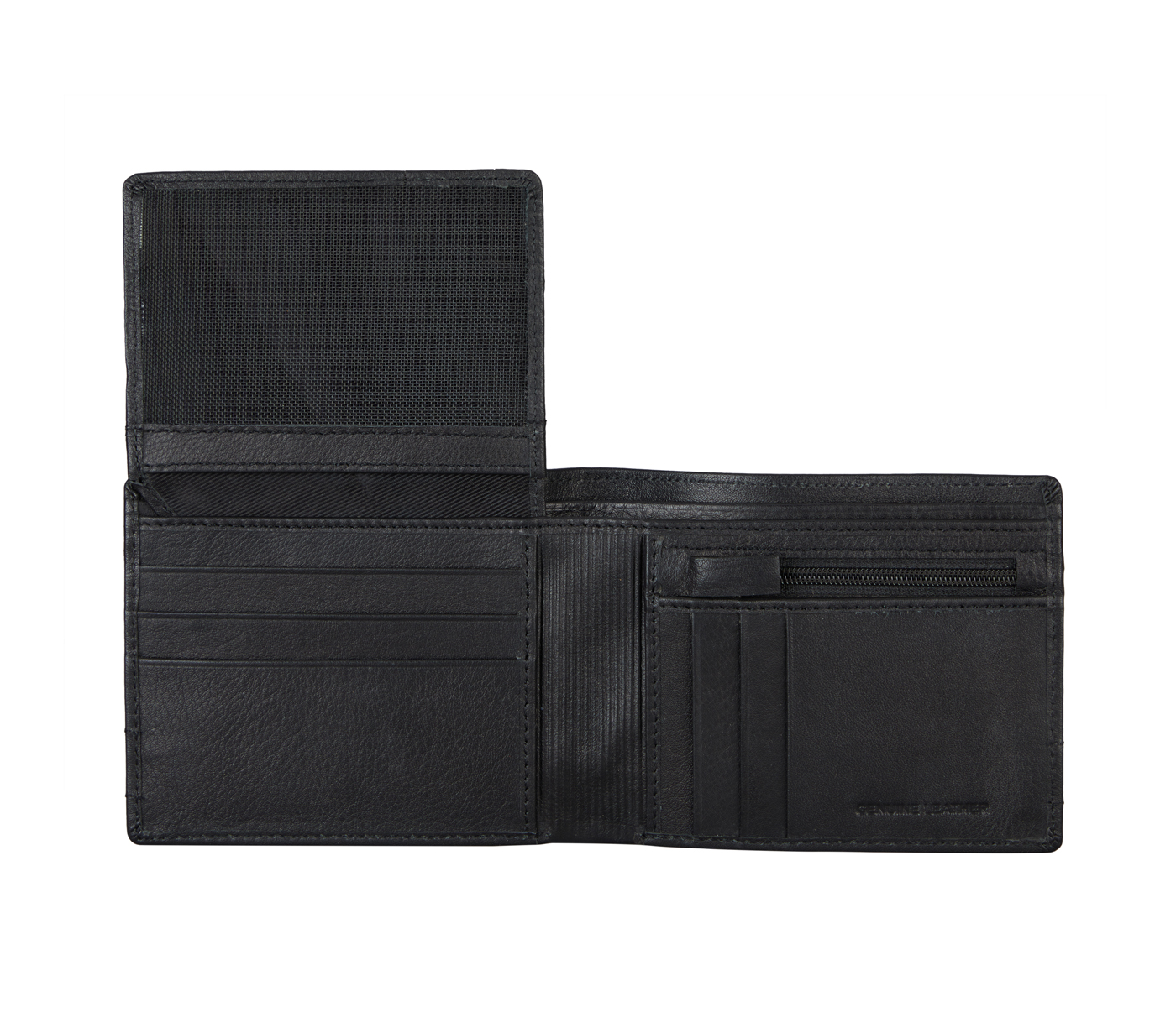 W364-Pedro Mens bifold wallet in genuine- - Black