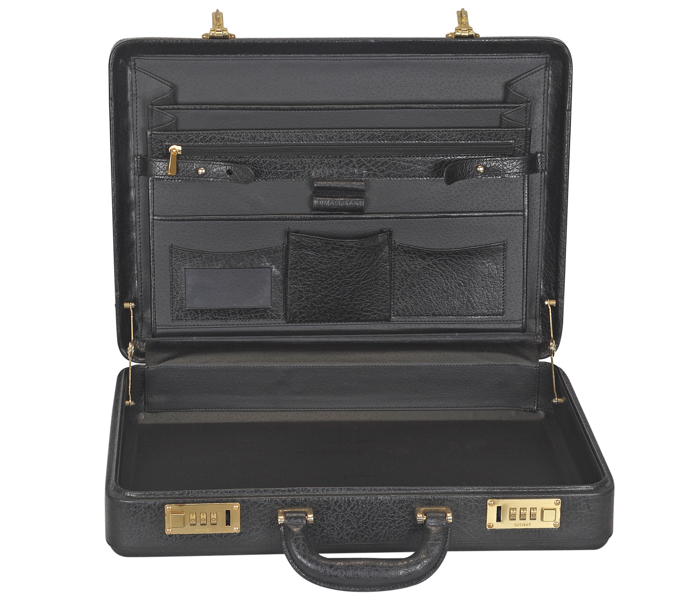 BC14--Briefcase hard top in Genuine Leather - Black