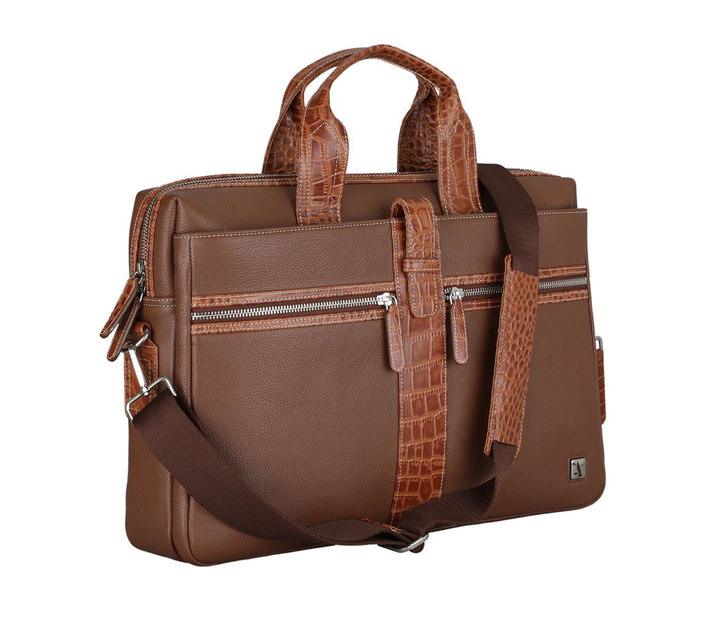 Portfolio / Laptop Bag--Adamis Black Colour Pure Leather Portfolio And Laptop Bag ( F72 ) - Tan