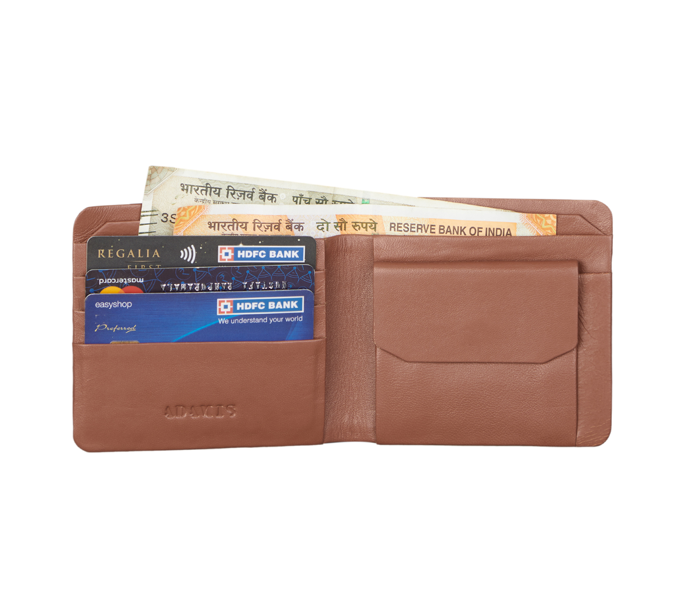 VW1-Ashton-Men's bifold wallet with coin pocket in Genuine Leather - Tan