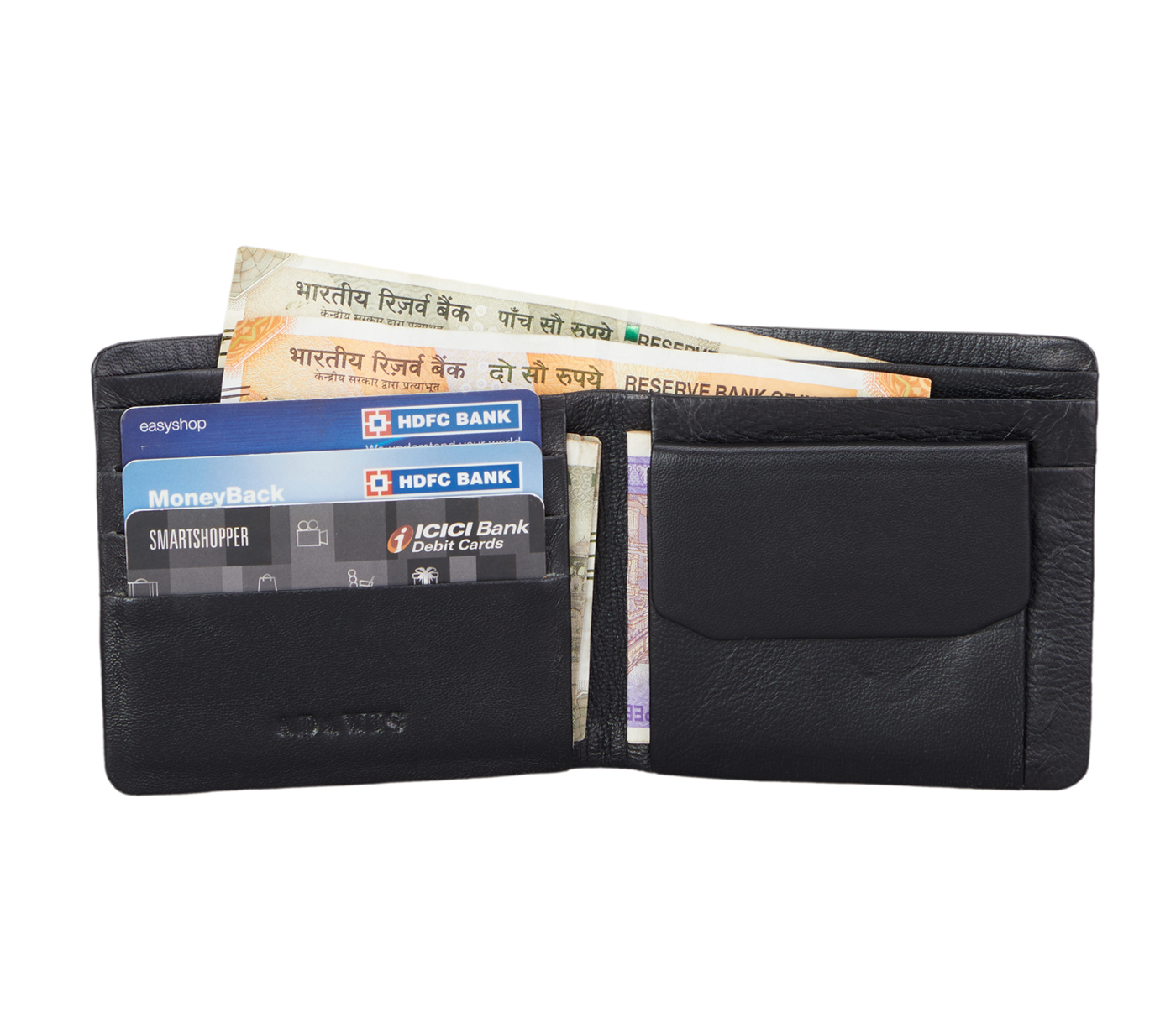 VW1-Ashton-Men's bifold wallet with coin pocket in Genuine Leather - Black