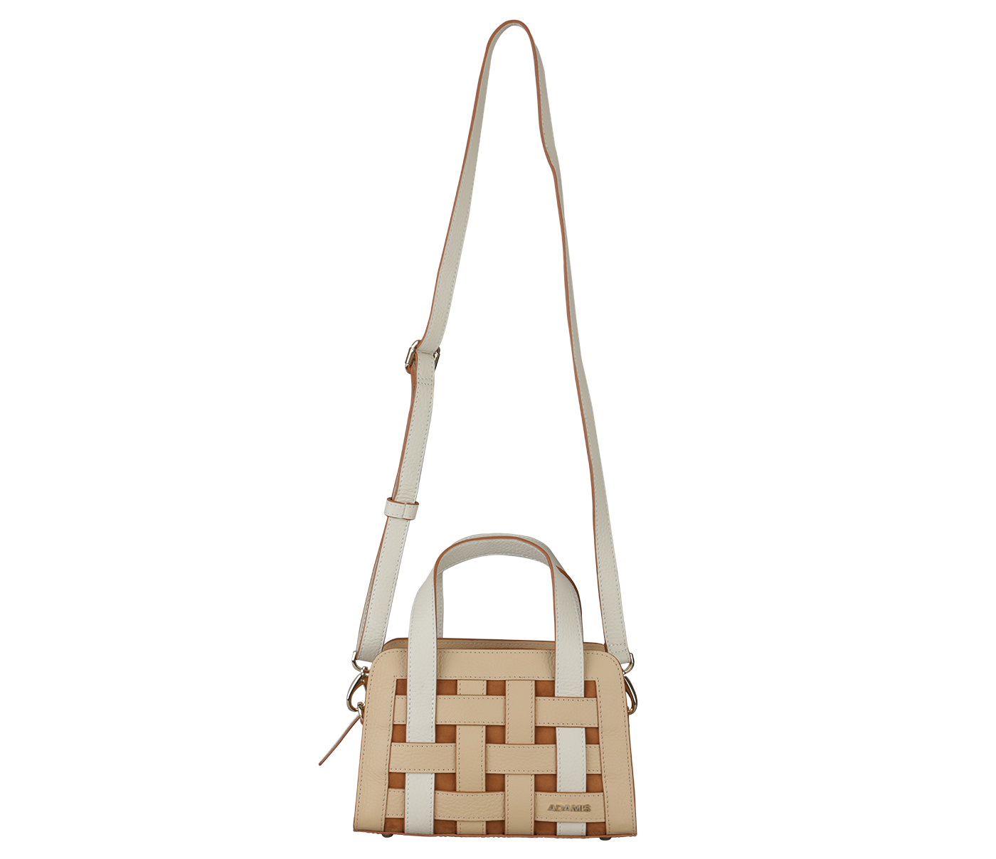 B934-Kristin Sling Cross Body Bag In Genuine- - Beige/Tan