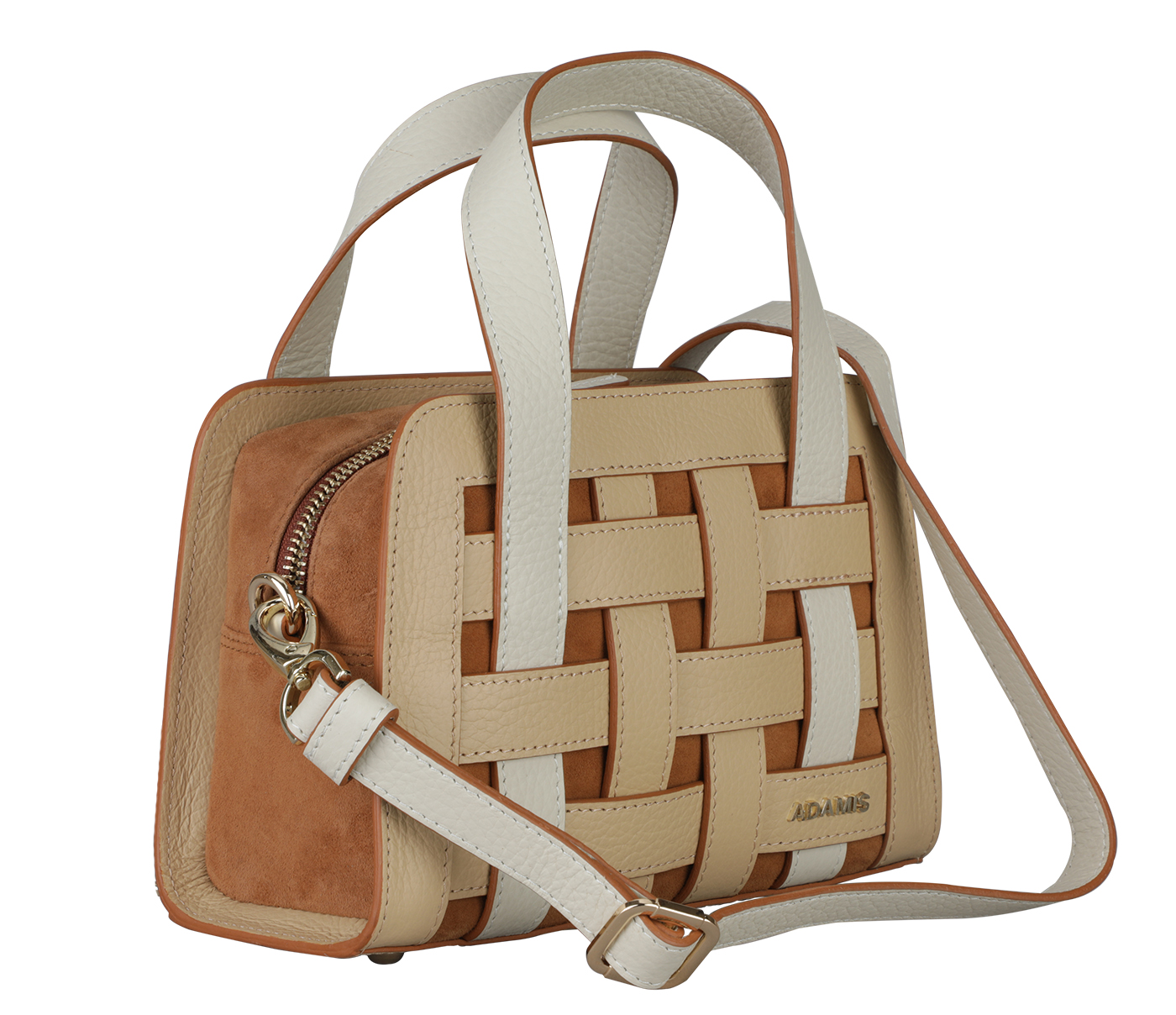 B934-Kristin Sling Cross Body Bag In Genuine- - Beige/Tan