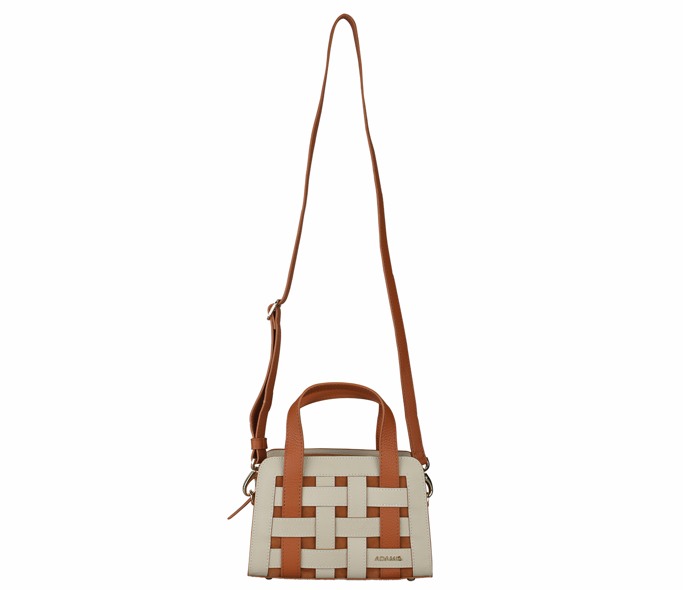 B934-Kristin Sling Cross Body Bag In Genuine- - Offwhite/Tan