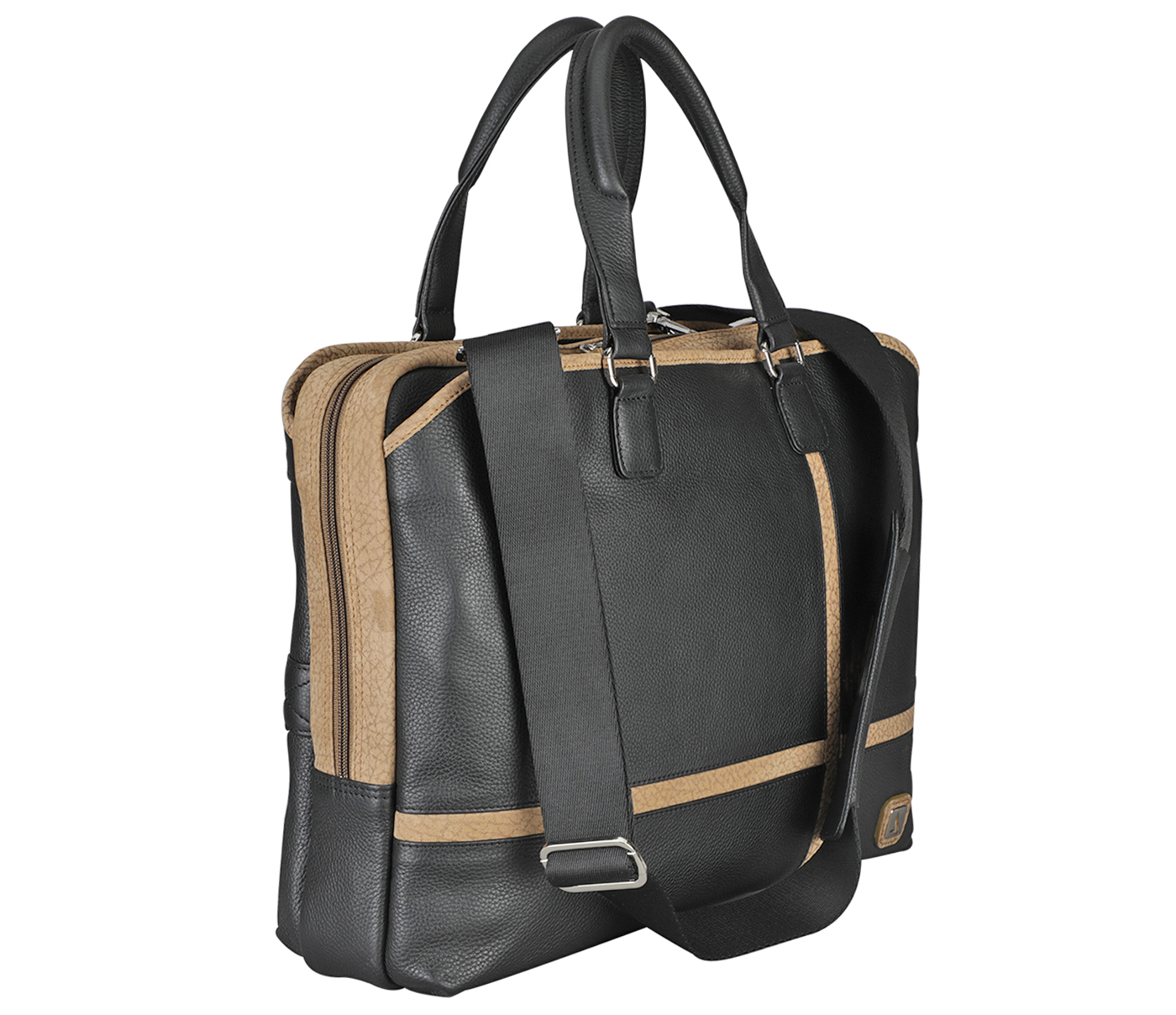 F84-Samuel Ryder Laptop, Portfolio Office Executive Bag In Genuine- - Black