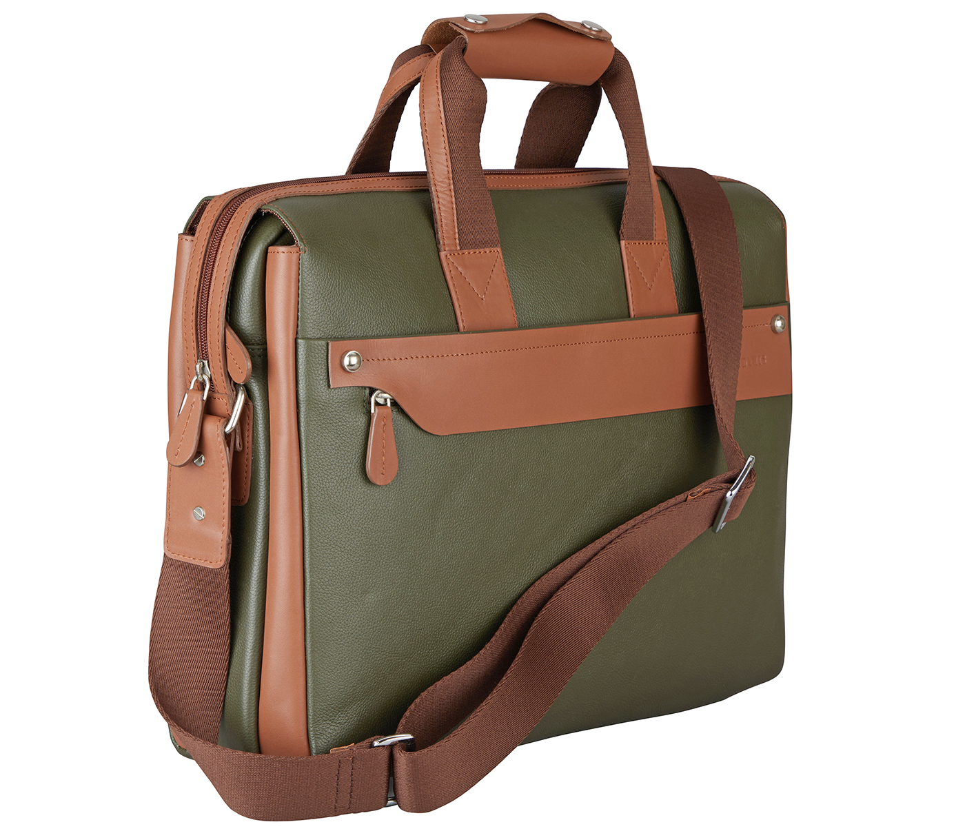 LC27-Henry-Laptop Office Executive Bag In Genuine Leather - GRN-TAN