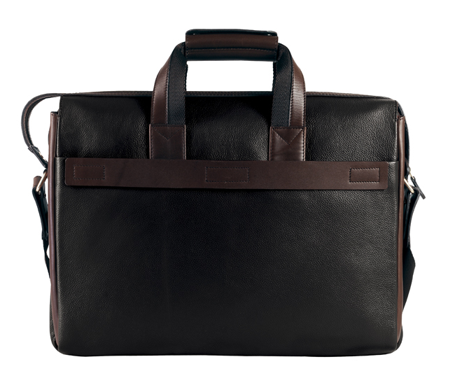LC27-Henry-Laptop Office Executive Bag In Genuine Leather - Black/Brown