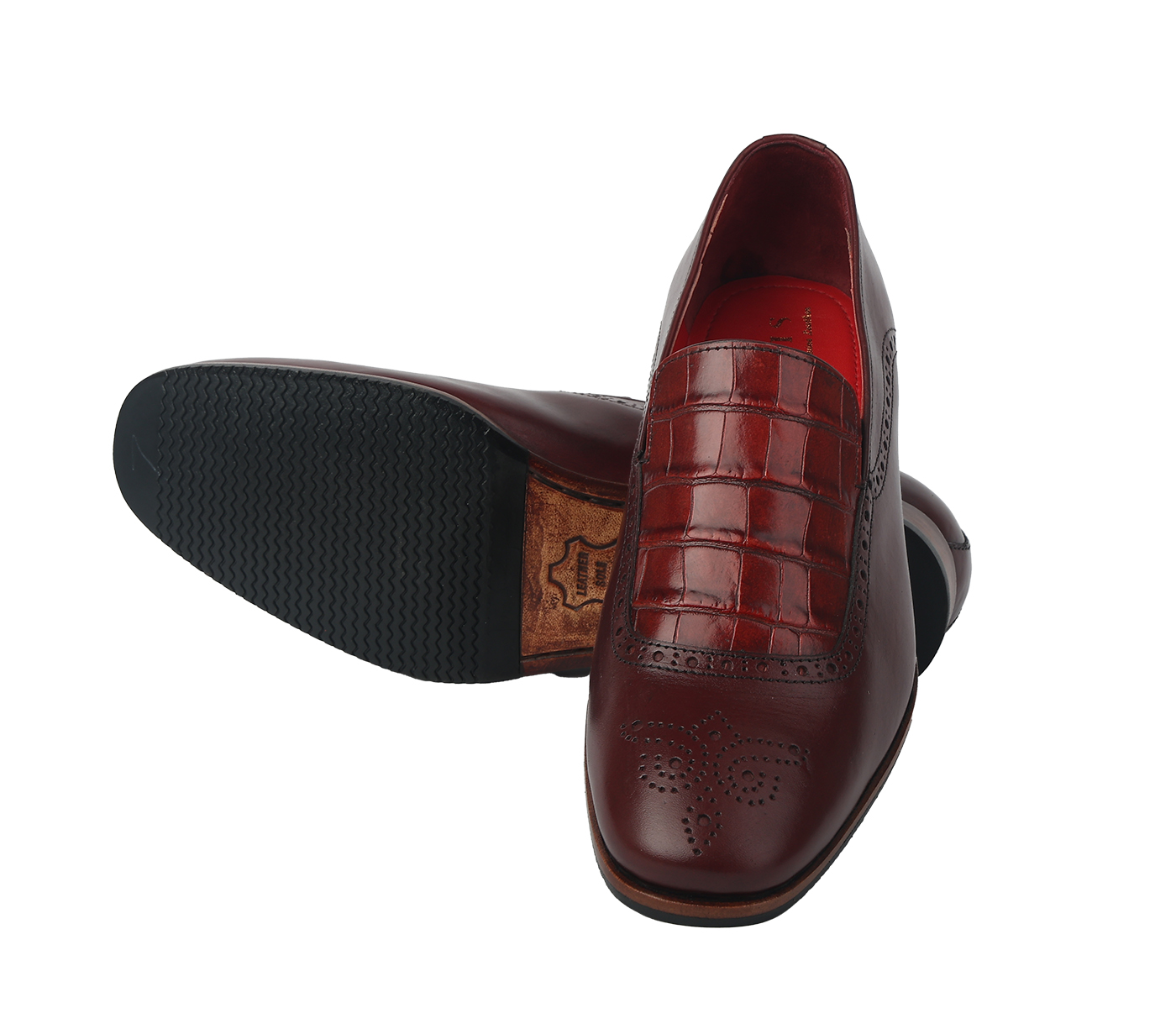 Buy Adamis Wine Colour Pure Leather Footwear for Men (wine) Online