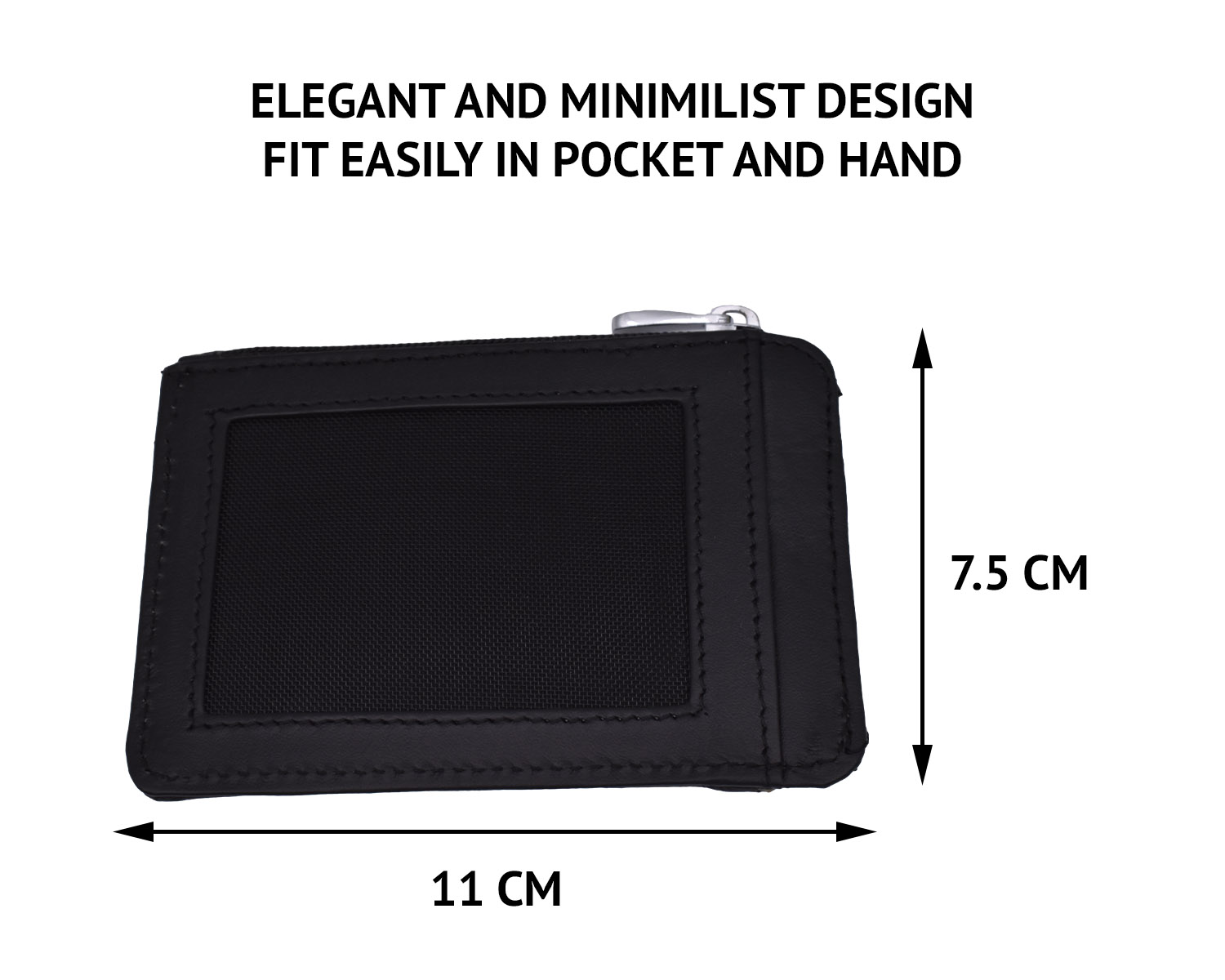 W201--Credit Card Holder With Photo Id In Genuine Leather - Black