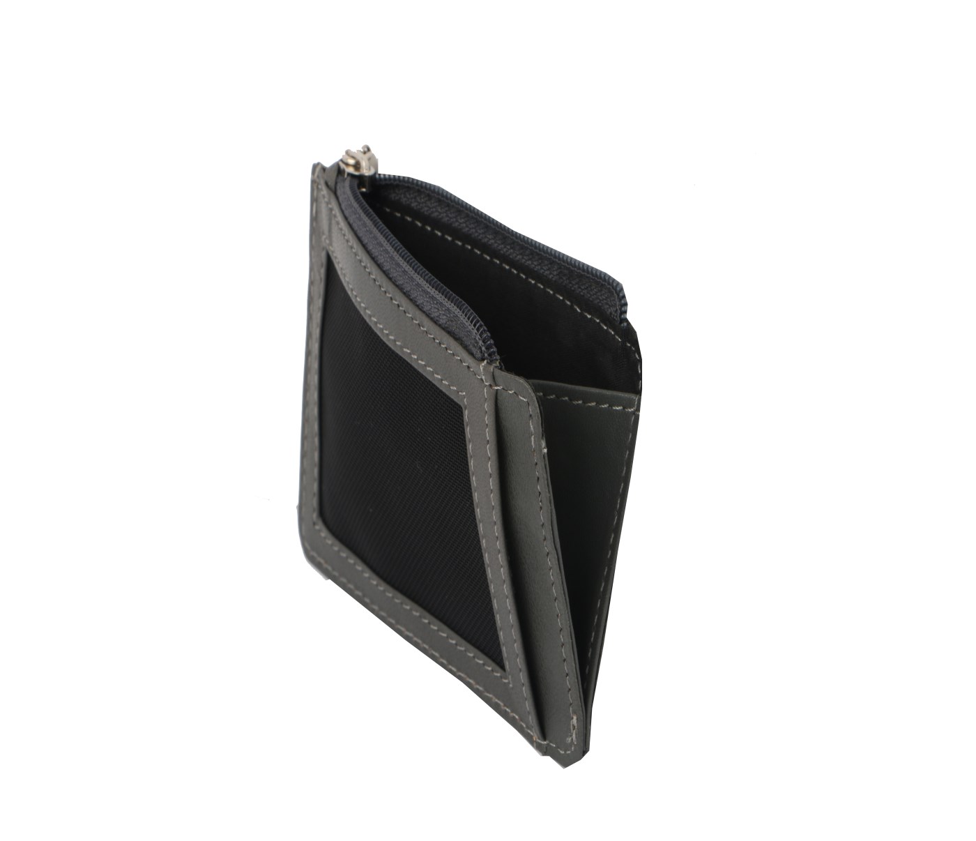 W201--Credit Card Holder With Photo Id In Genuine Leather - Grey