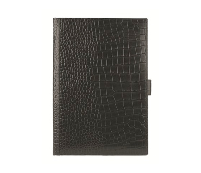 F24-Vasco-Sleek Conference Folder In Genuine Leather - Black