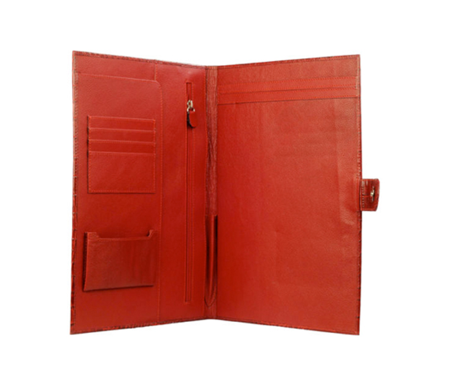 F24-Vasco-Sleek Conference Folder In Genuine Leather - Red