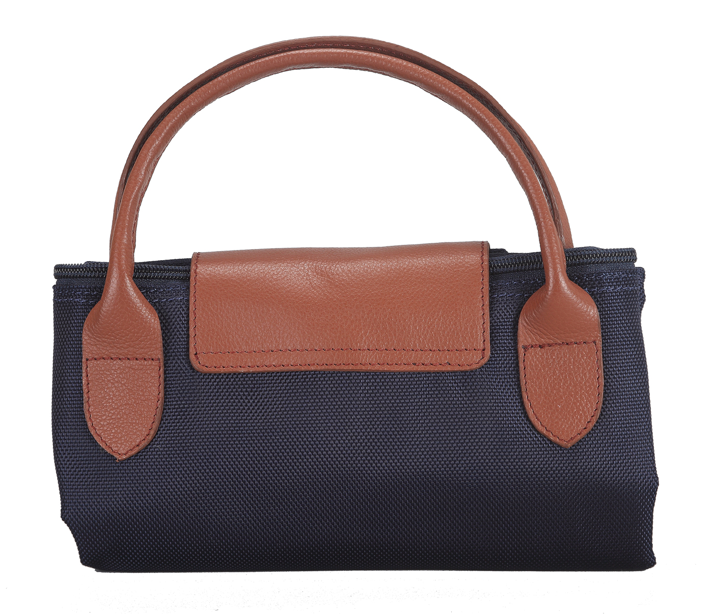 B352-Valentine-Folding Tote in Tetron Material with Genuine Leather trimmings - Blue